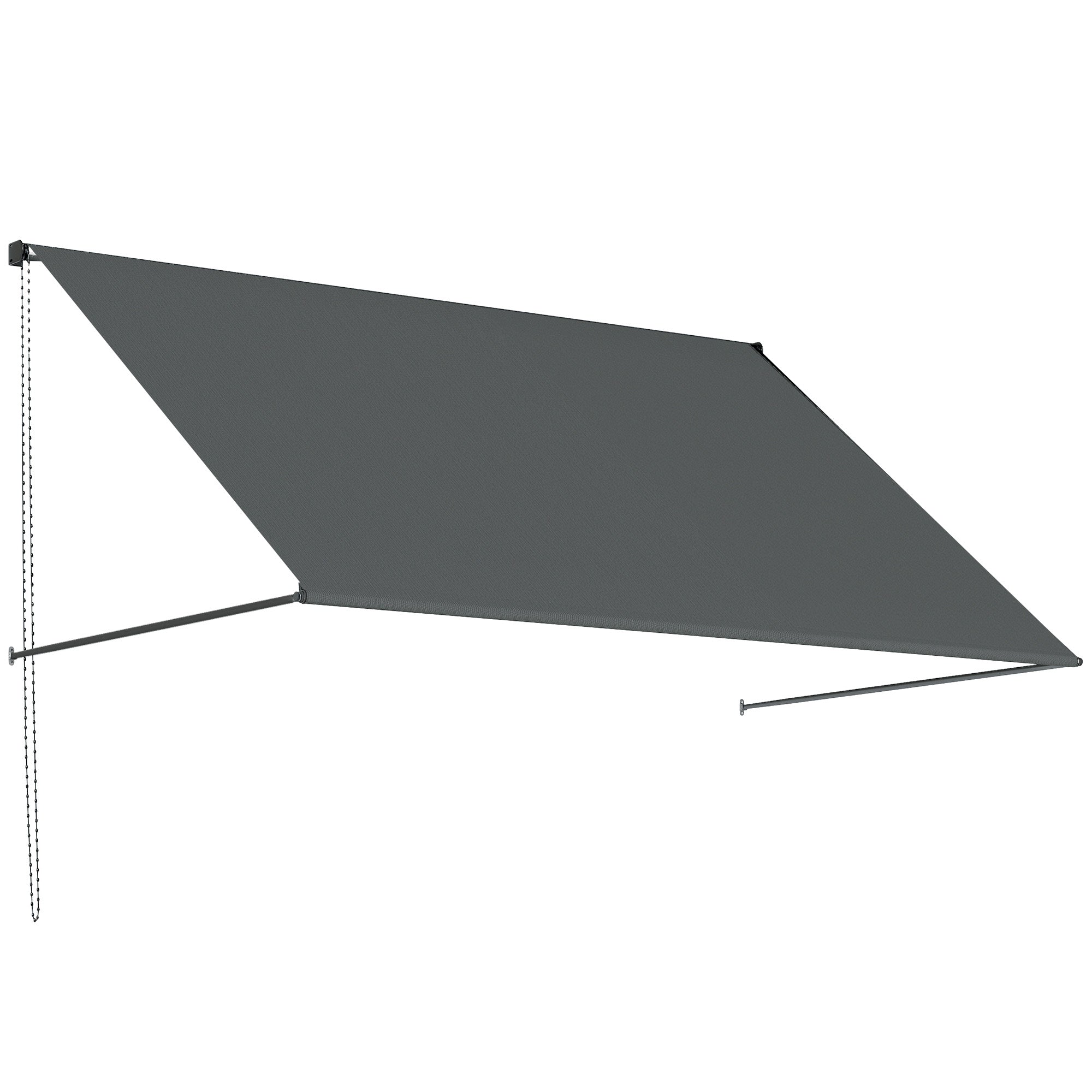 Manual Retractable Awning, Adjustable Tilt, 195 x 120 cm (76.8" x 47.2"), Aluminum & Polyester, Dark Gray
