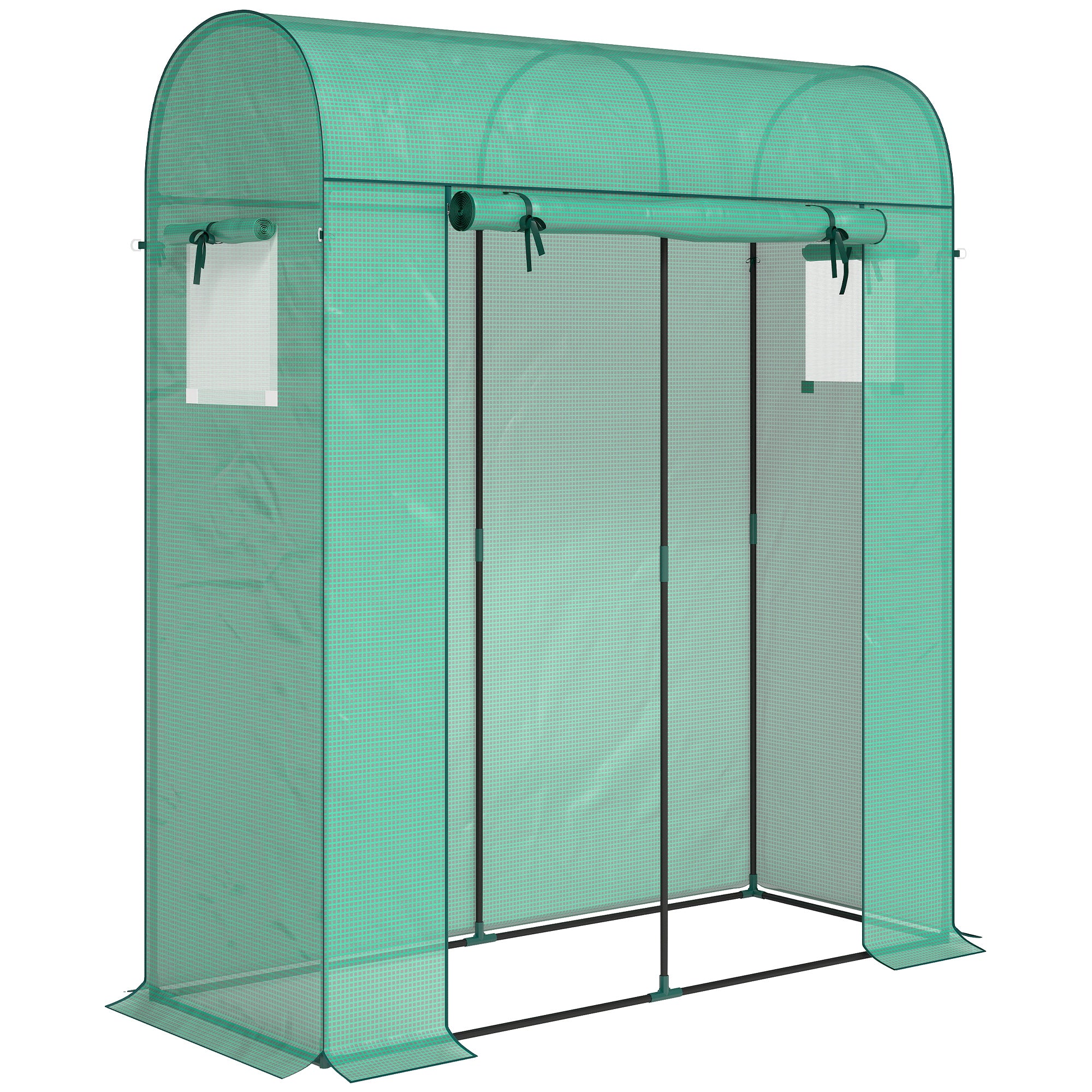 Garden Greenhouse — Small Balcony Greenhouse with PE Cover & Steel Frame, Roll-Up Door & Mesh Windows, for Vegetables & Flowers, Indoor/Outdoor — 170 x 68 x 200 cm (67 x 27 x 79 in) — Green