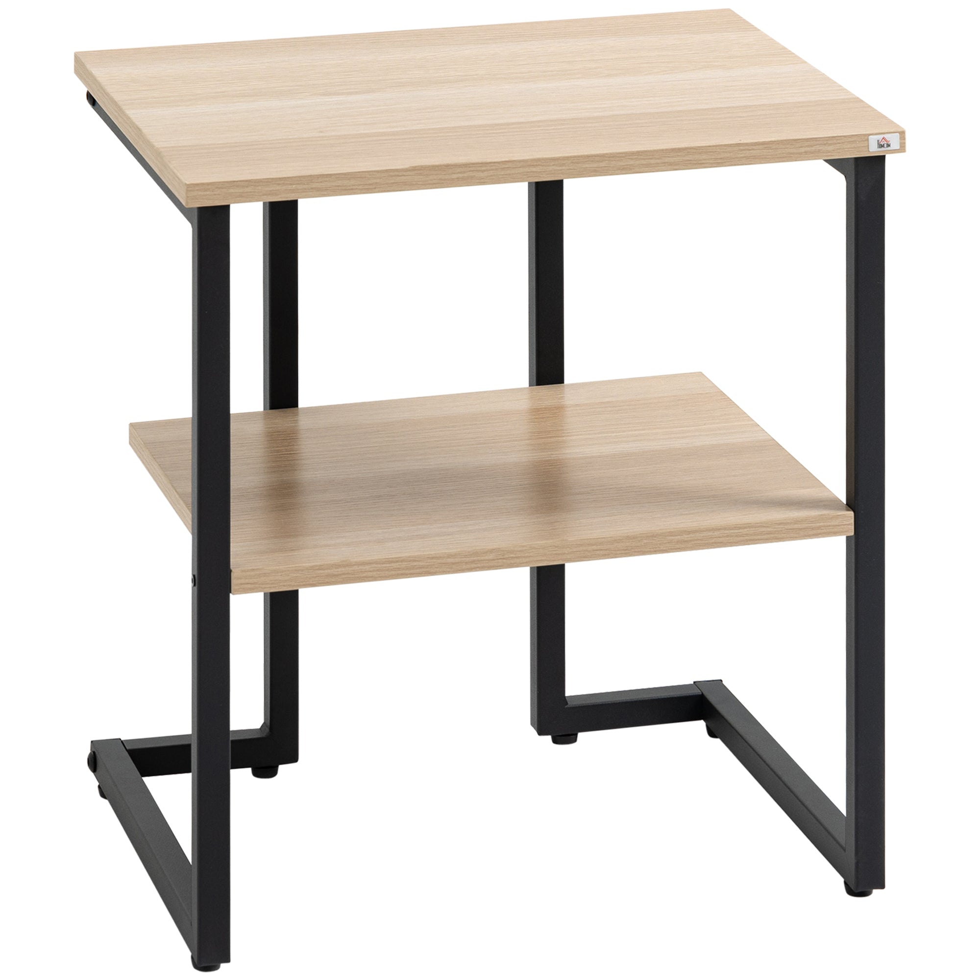 2-Tier Side Table Coffee Table for Living Room Bedroom Office Modern Style 45x35x48 cm Natural