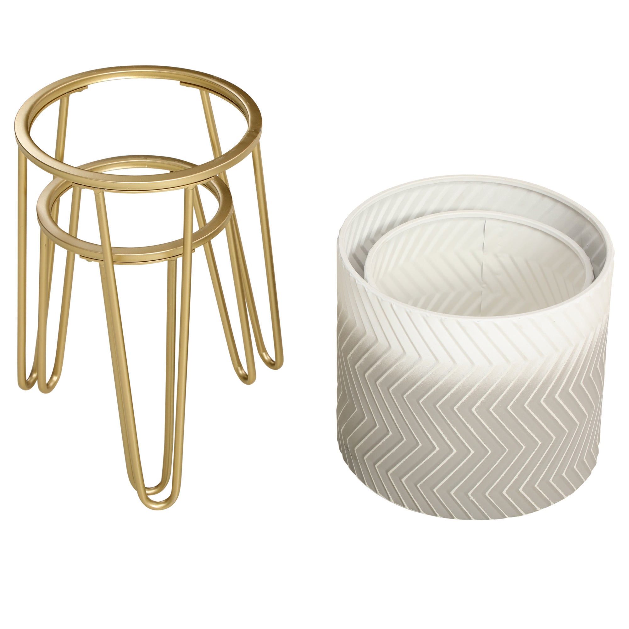 2-Piece Plant Stand Set, 52/67 cm High Flower Stand for Indoor Outdoor, Metal Flower Pot Stand for Living Room, Garden Balcony Decor, Gray