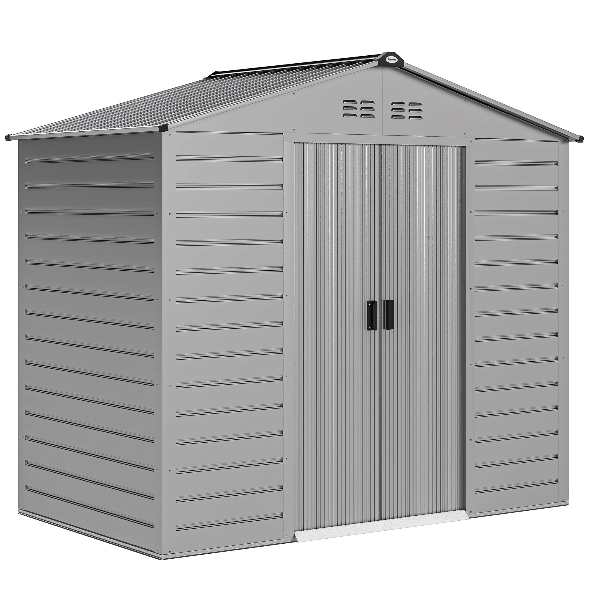Galvanized Steel Tool Shed 2.43m² 213x131x192cm Easy Assembly Garden Storage Shed with Gable Roof, Lockable Sliding Door, Weatherproof Garden House, Outdoor Garden Shed for Outdoor Area, Grey