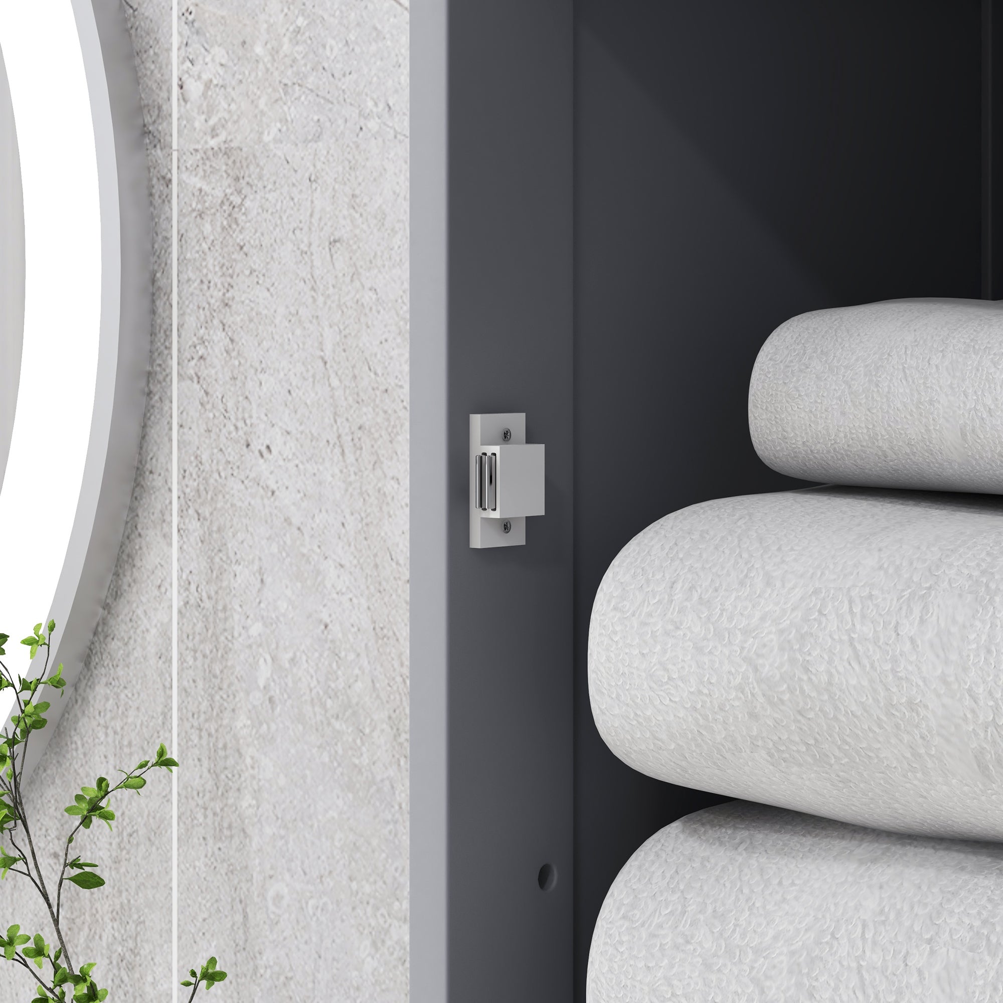 Modern Bathroom Column Cabinet Acrylic Door 2 Shelves Cabinet Door 1 Shelf Drawer MDF Gray