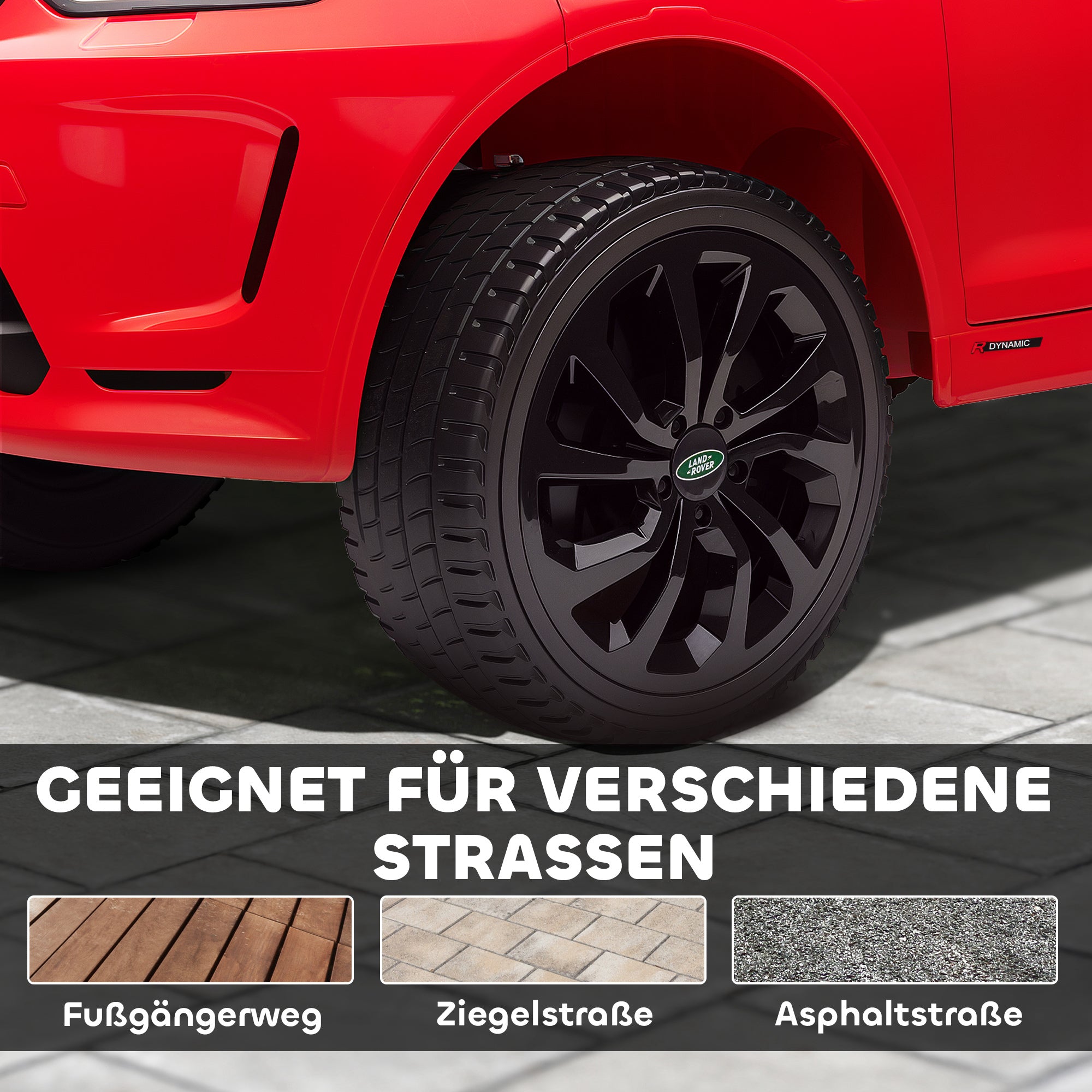 Kids Electric Car 12V Land Rover Discovery Sport Children's Car with 2.4G Remote Control, Music, Horn, Electric Vehicle with LED Lights, USB/MP3 Connection, 3-5 km/h, for Kids 3-6 Years, Red