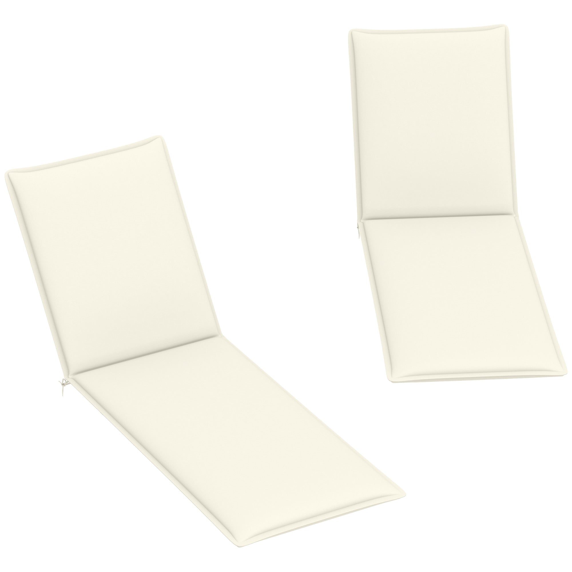 Pack of 2 Cushions for Folding Sun Loungers Garden Lounger Pads Outdoor 193x58x6 cm with UV Protection Splash-Resistant Cream Straps
