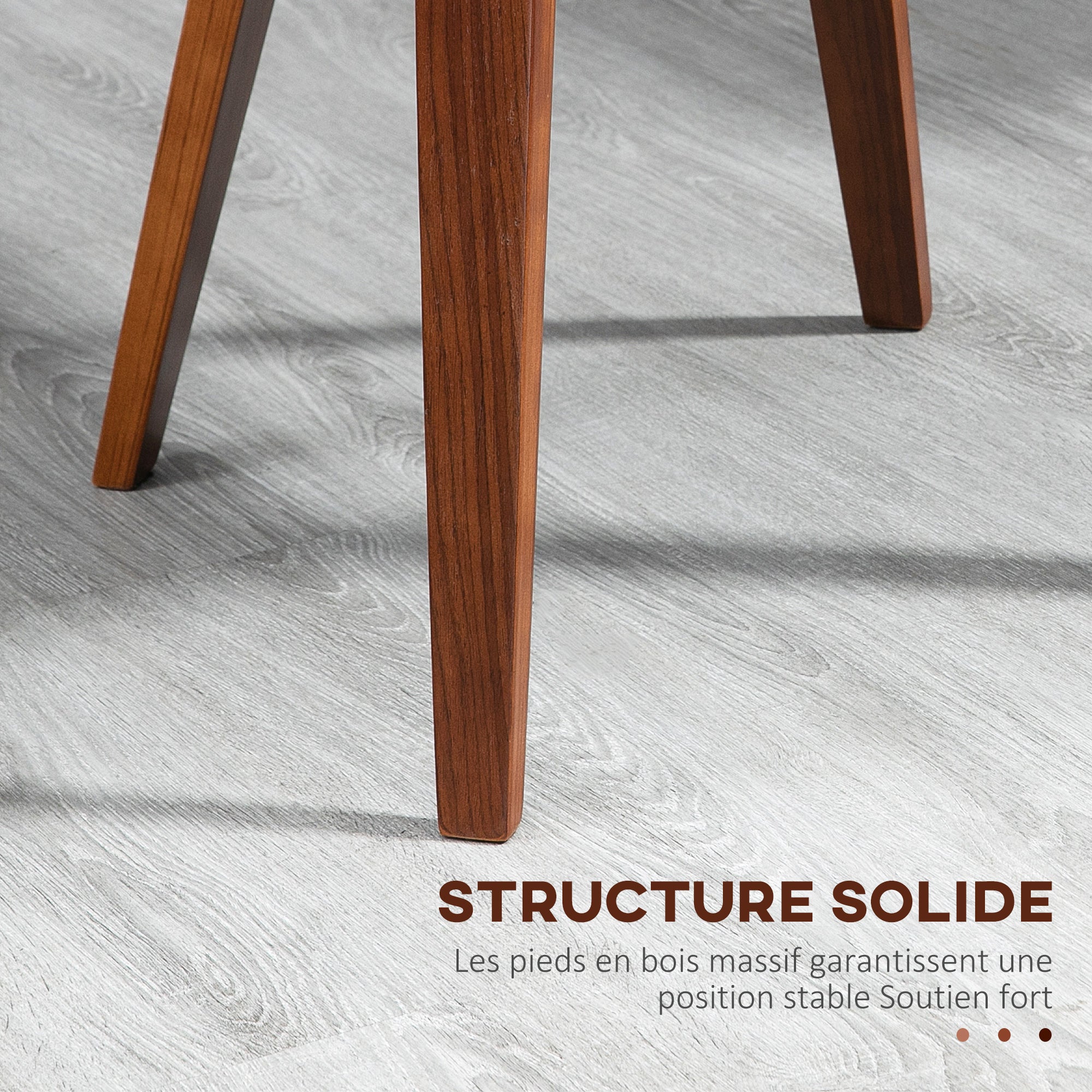 Set of 2 vintage style dining chairs with black synthetic covering seat and wooden legs