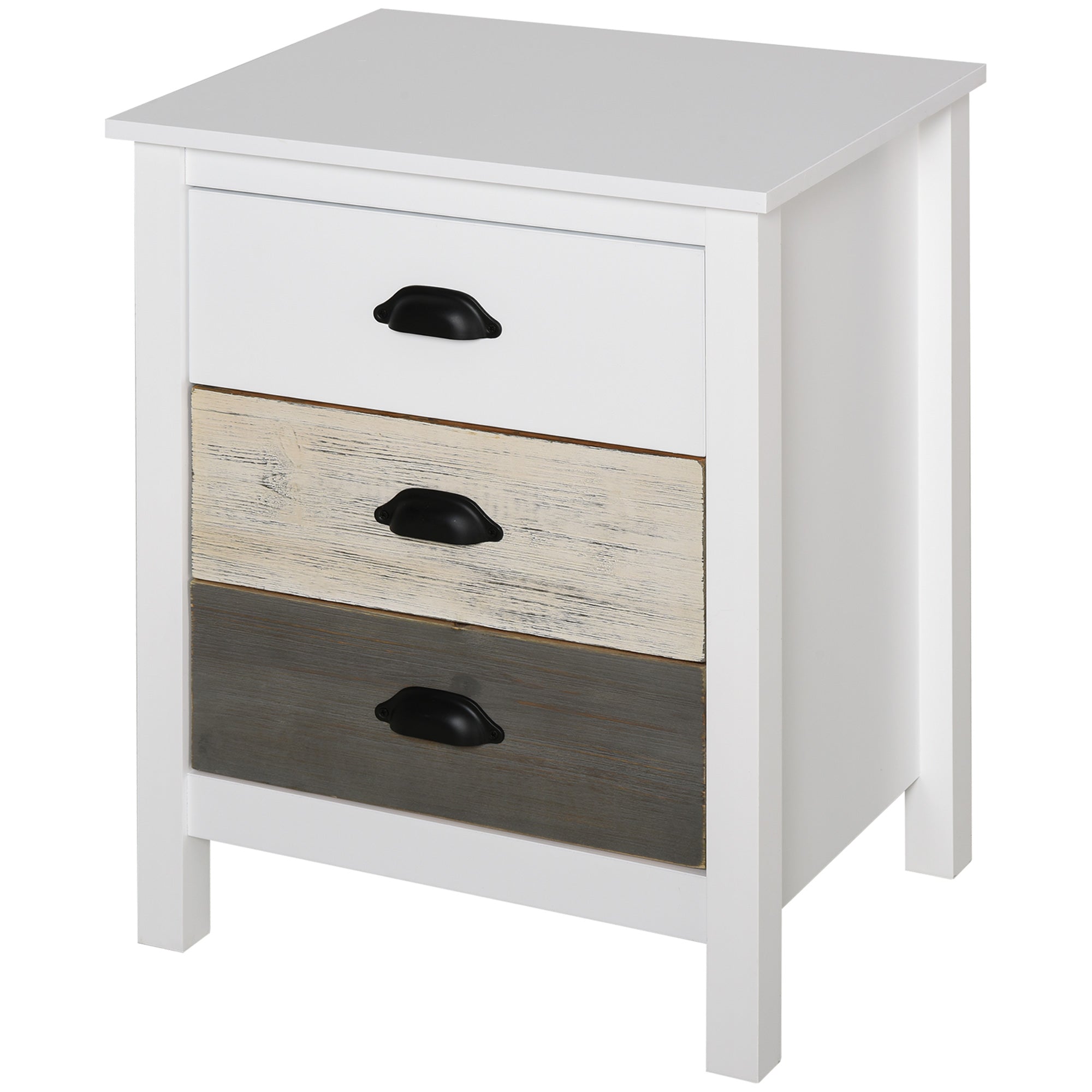 Modern Nightstand Bedside Table with 3 Drawers Bedside Table for Bedroom Living Room 50x38x65 cm White
