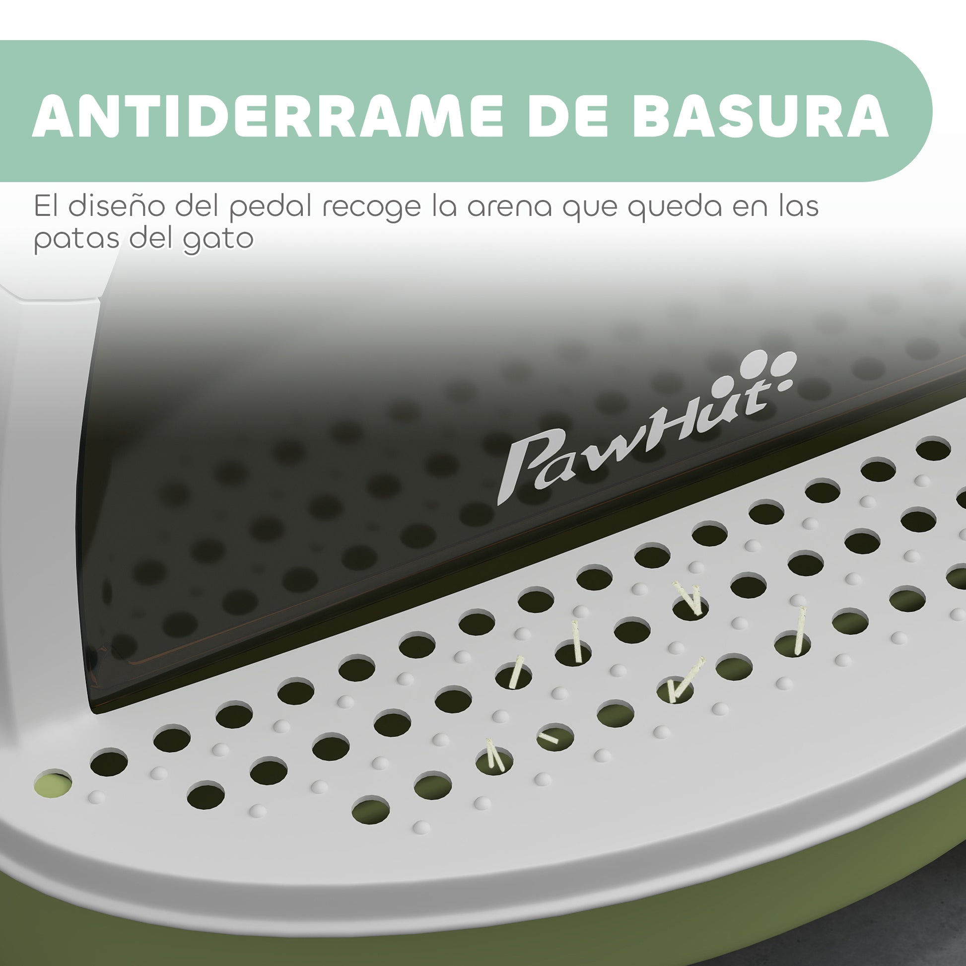 Covered Cat Litter Box Cat Litter Tray Closed with Removable Lid Removable Tray Carbon Filter Shovel and Top Handle 40.5x52x39 cm White and Green