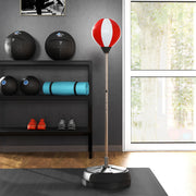 Adjustable Height Punching Bag on Stand with Gloves, Pump, and Weighted Base for Kids and Beginners - Red