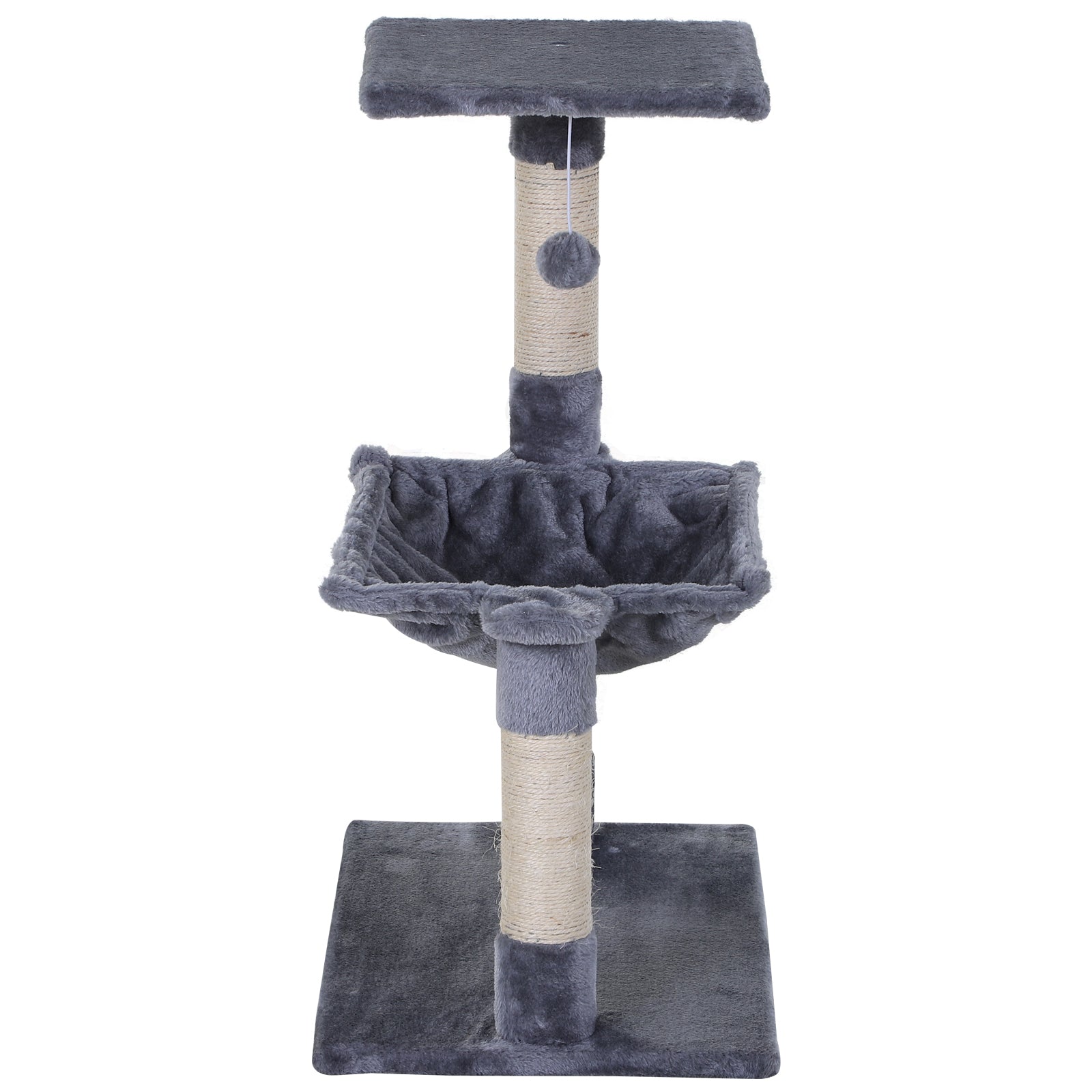 Climbing Tree Cat Scratching Post with Sisal Column Plush Hammock Chipboard Grey 50 x 36 x 70 cm