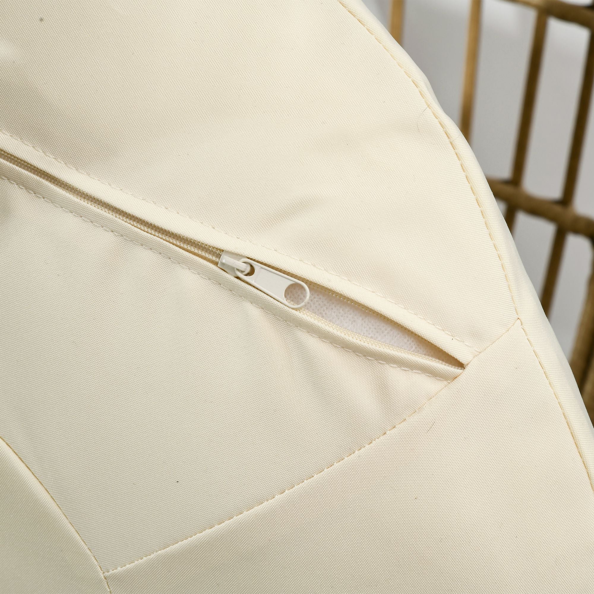 Wicker Chair in Basket Shape, Rattan Chair with Seat Cushion, Elevated Garden Chair for Balcony, Terrace, Metal, Khaki, 105 x 90 x 148 cm