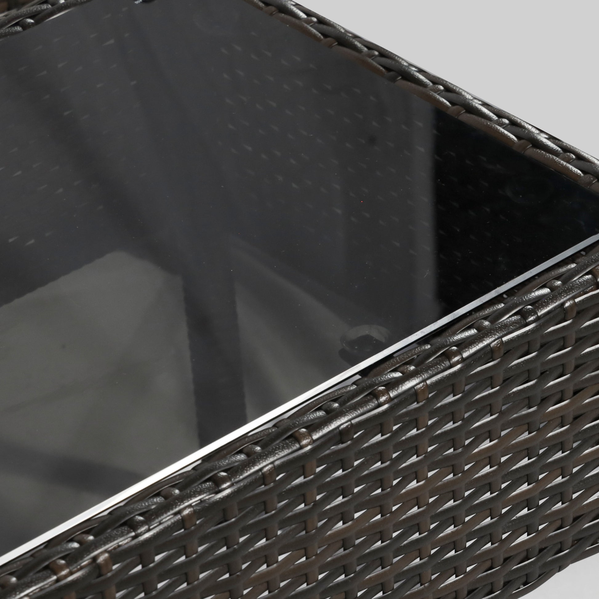 Poly Rattan Garden Furniture Set 4-Piece Rattan Sofa Set Seating Group Lounge Table with Sofa Seat Cushion Steel Brown+Cream