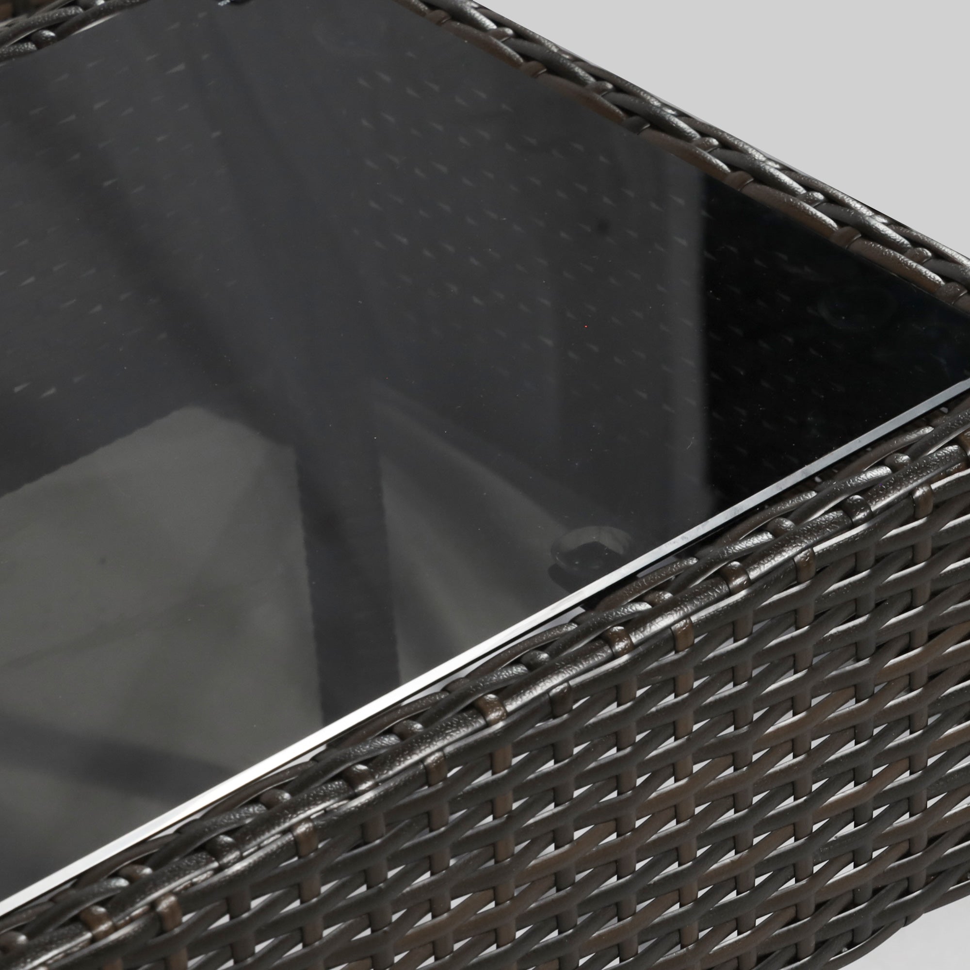 Poly Rattan Garden Furniture Set 4-Piece Rattan Sofa Set Seating Group Lounge Table with Sofa Seat Cushion Steel Brown+Cream