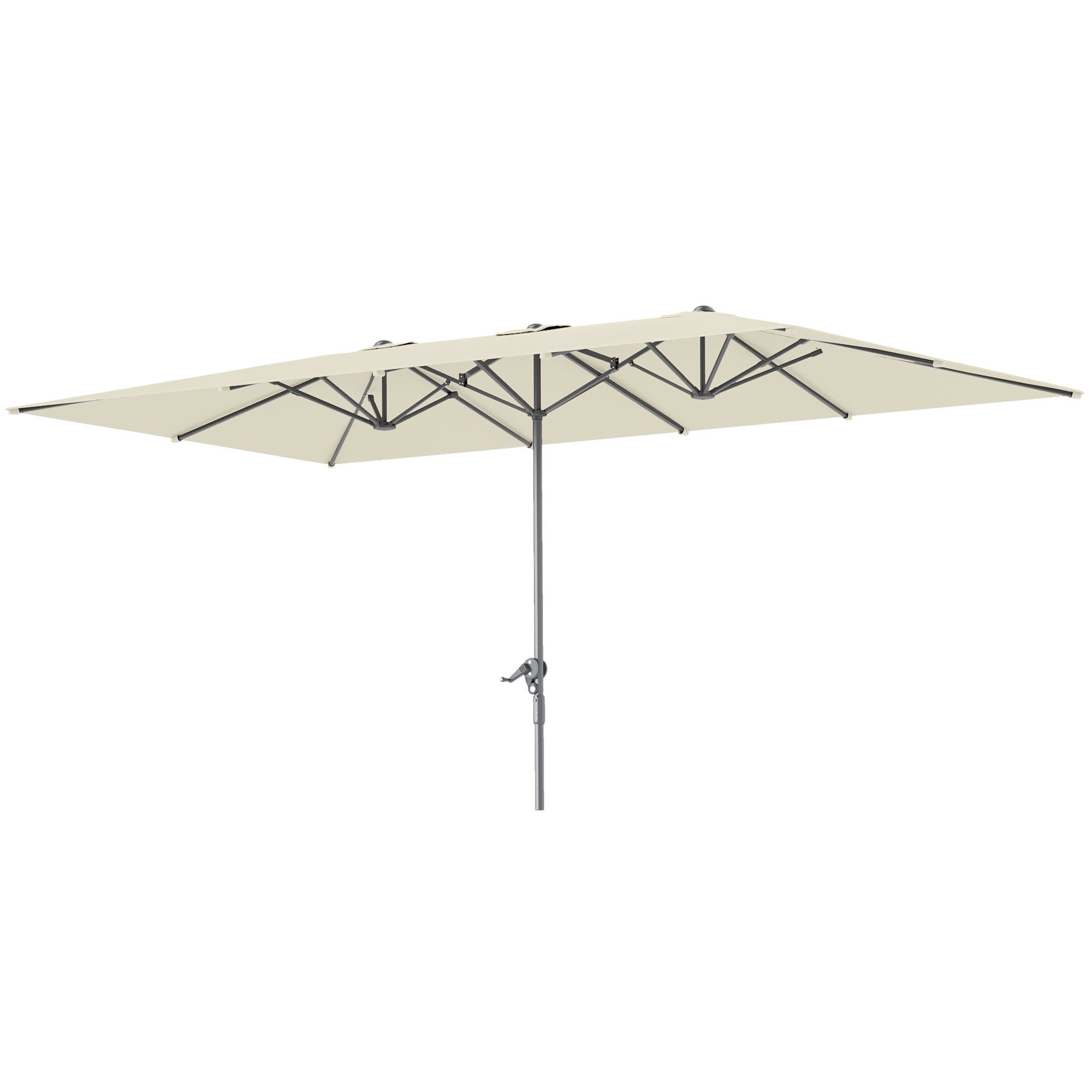 Double Sun Umbrella with Crank 451 x 264 cm, UV Protection 50+ Sun Umbrella, Windproof Garden Umbrella Balcony Umbrella Aluminum Market Umbrella Sun Protection for Balcony Terrace Garden Cream White