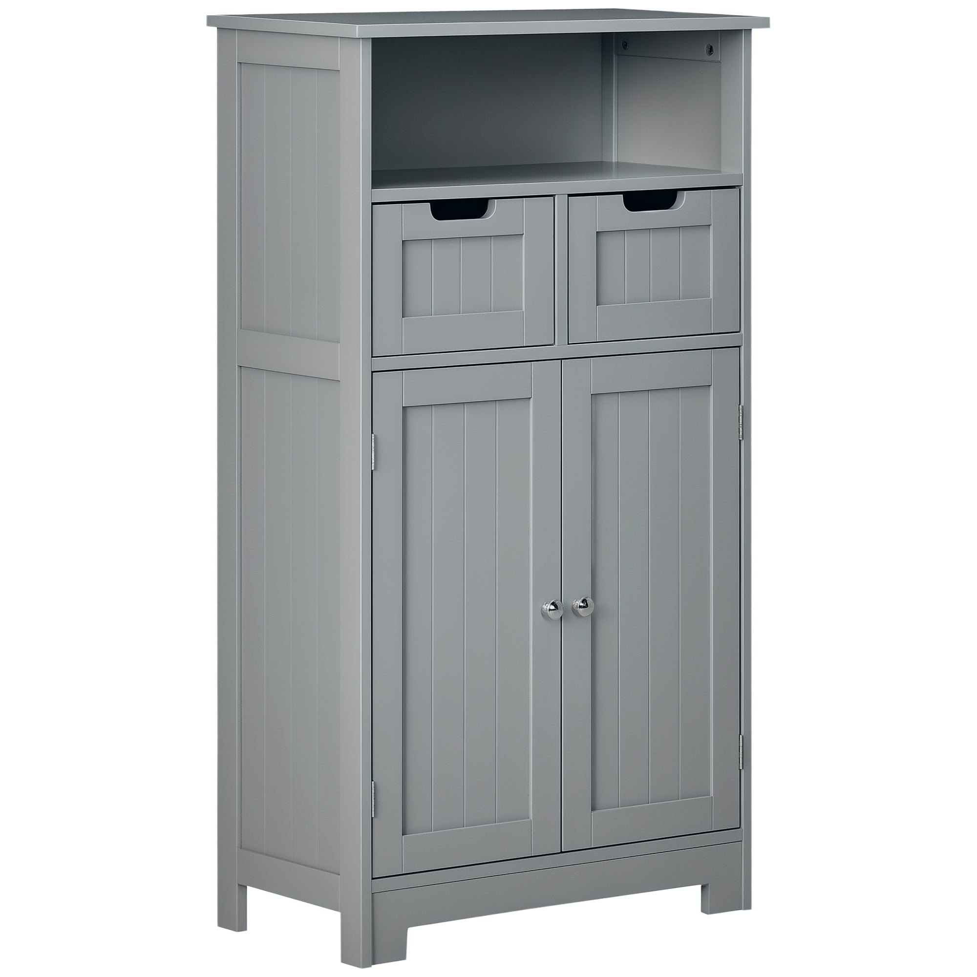 Bathroom Cabinet, Storage Cabinet with 2 Drawers, Niche, Cupboard with Door, Adjustable Shelf, Bathroom Cabinet, Kitchen, Living Room, 60 x 30 x 109 cm, Gray