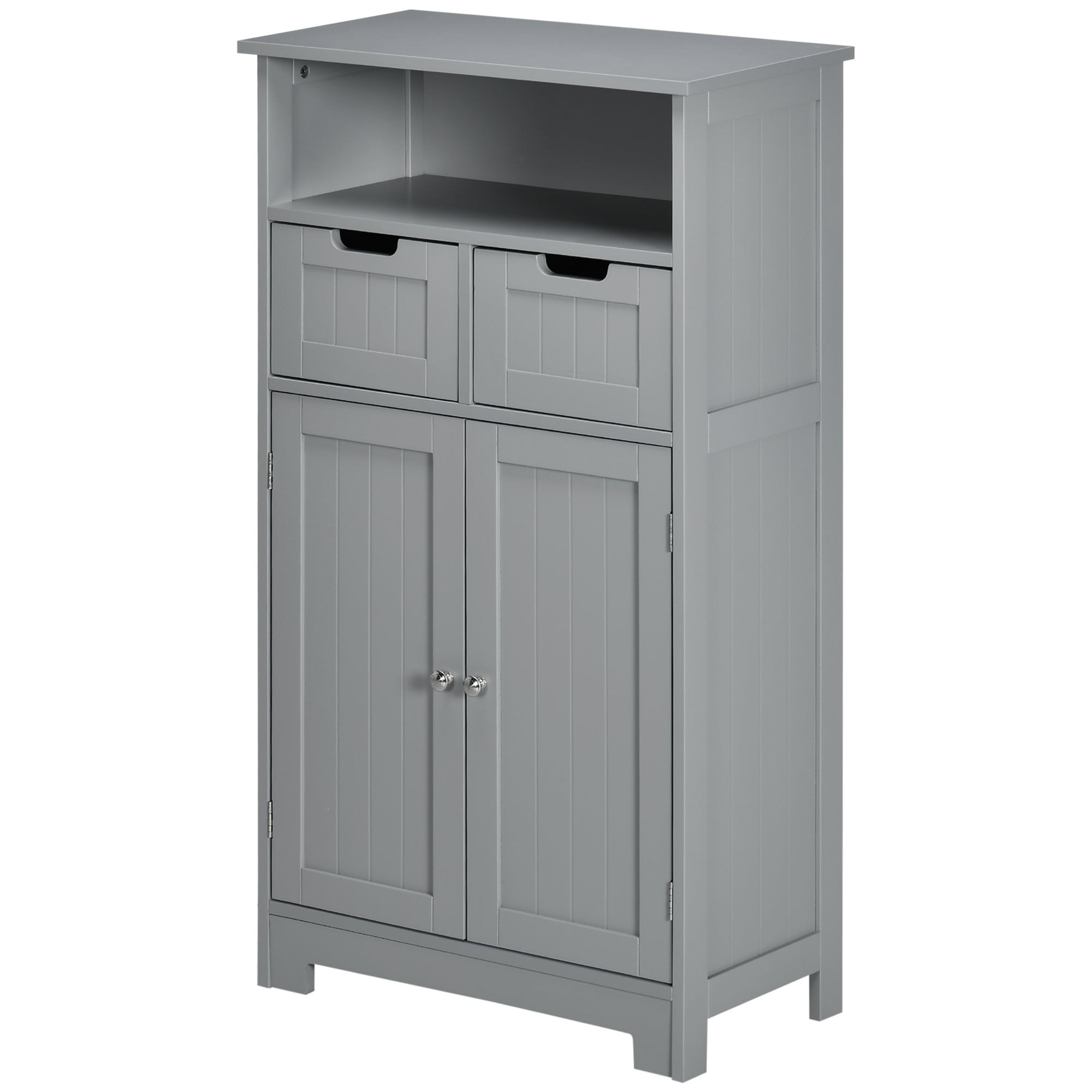 Bathroom Cabinet, Storage Cabinet with 2 Drawers, Niche, Cupboard with Door, Adjustable Shelf, Bathroom Cabinet, Kitchen, Living Room, 60 x 30 x 109 cm, Gray