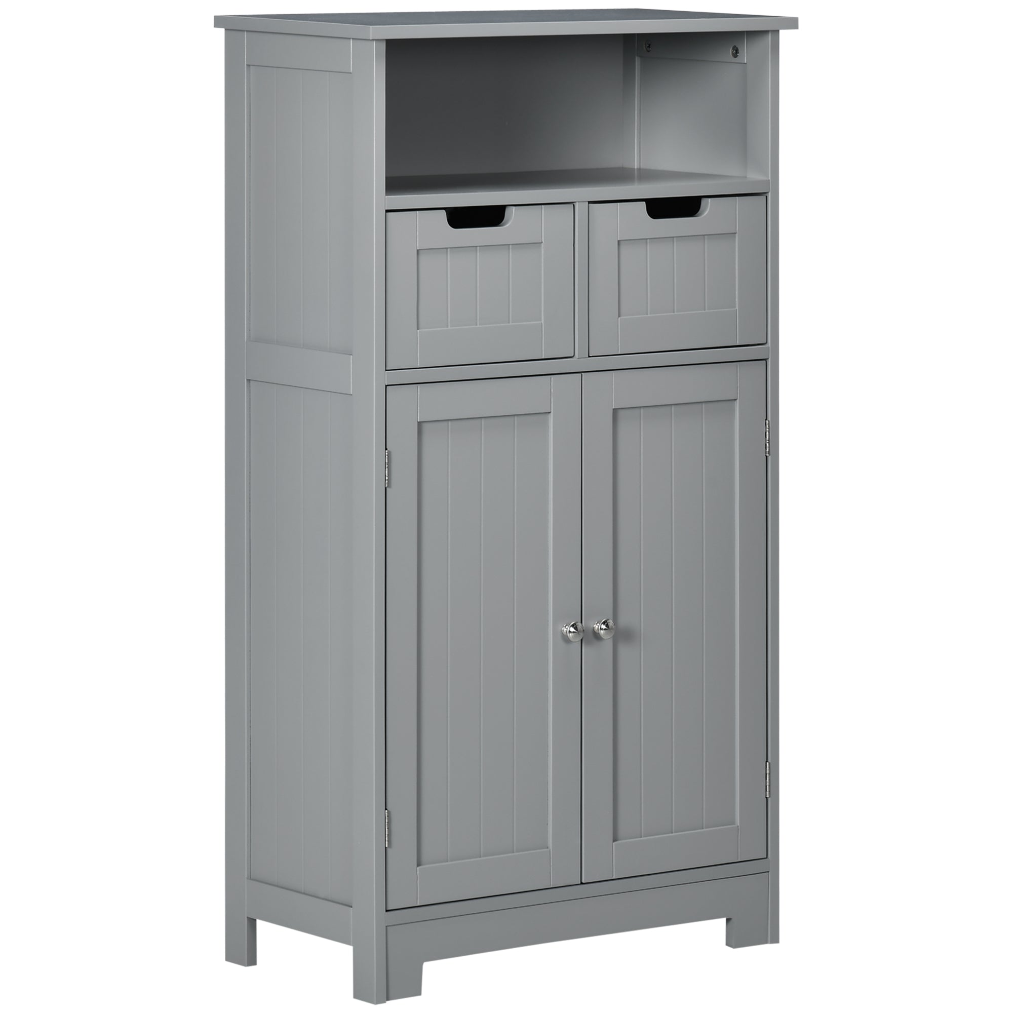 Bathroom Cabinet, Storage Cabinet with 2 Drawers, Niche, Cupboard with Door, Adjustable Shelf, Bathroom Cabinet, Kitchen, Living Room, 60 x 30 x 109 cm, Gray