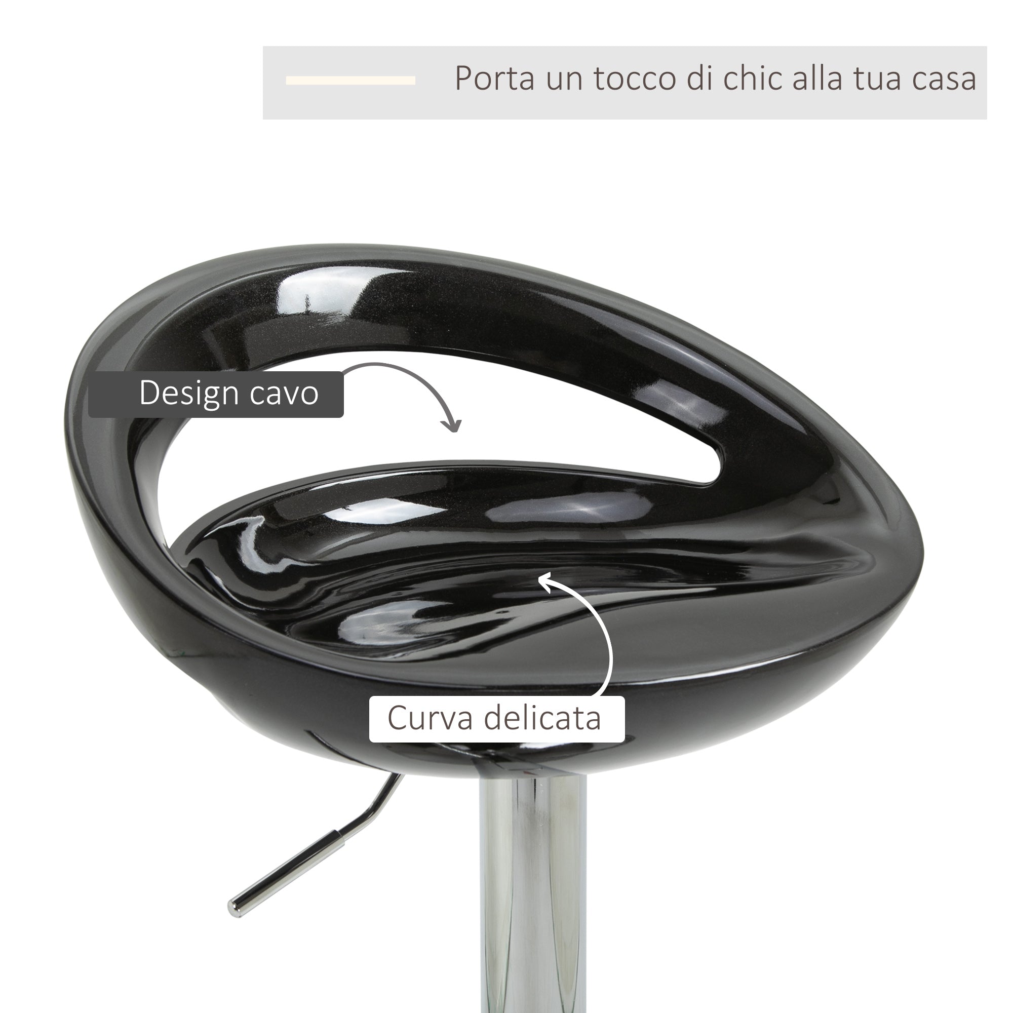 Set of 2 High Bar Stools, 360° Swivel Stools, with Backrest and Footrest, Adjustable Height, Steel Base, for Dining Room and Kitchen, 46x41x76-96cm, Black