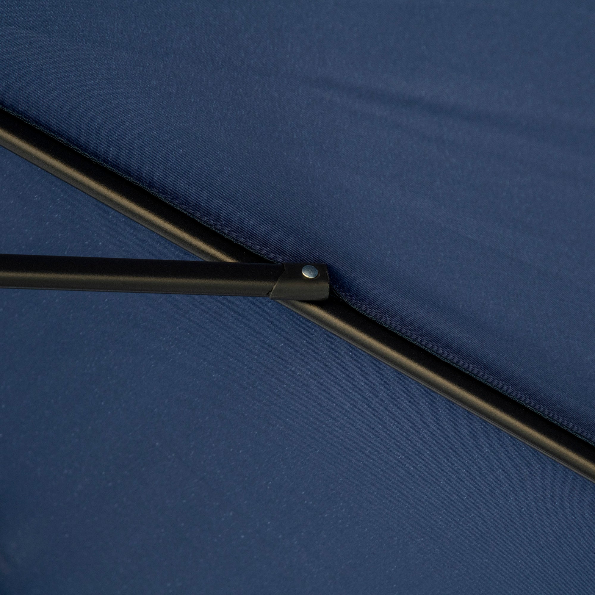 Garden Parasol Round Tilted Ø 268 cm with Fringes High-Density Anti-UV Polyester Fabric Removable Mast 8 Ribs, Blue