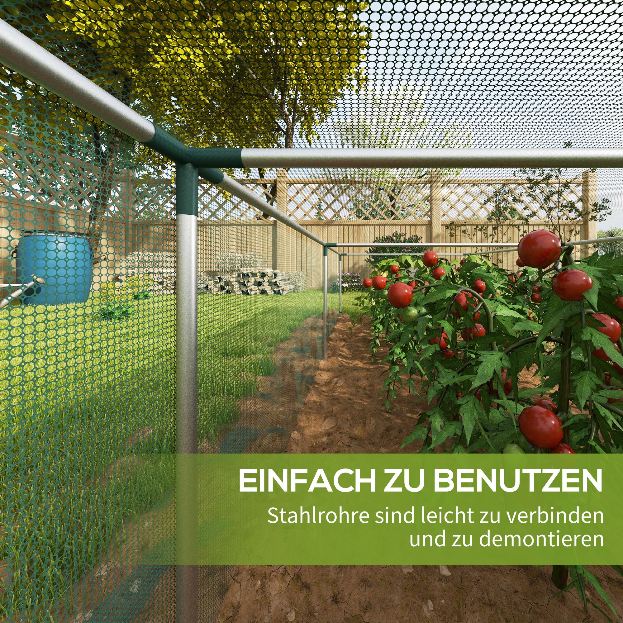 1.25 x 3.73 m Garden Net, Plant Protection Tent with Zippered Door, Insect Protection Net, Windproof Vegetable Net, Pest Protection Net for Garden, Balcony, Steel, Green