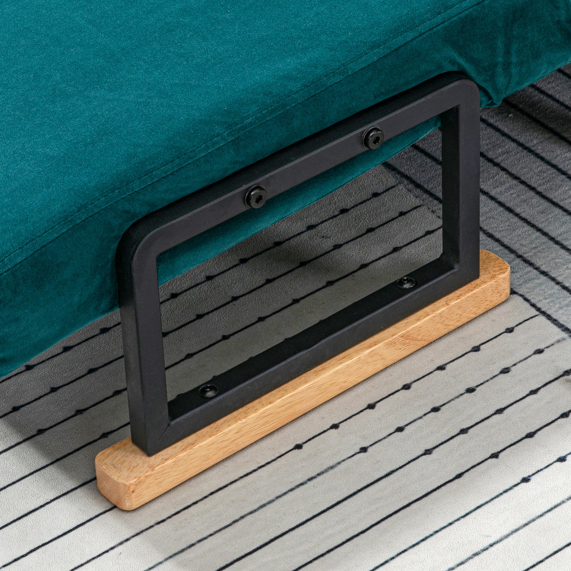 2-Seater Convertible Sofa Folding Sofa Bed with 5 Adjustable Backrest Levels and 2 Padded Cushions, Velvet Effect Fabric for Living Room, Guest Room, 102 x 73 x 81 cm, Dark Blue