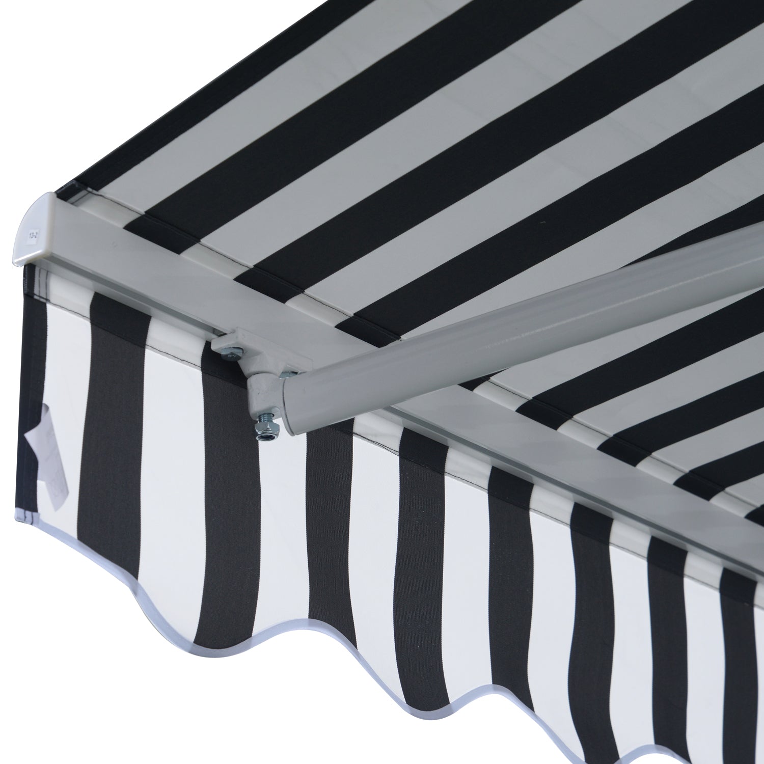 Awning Retractable Sunshade with Hand Crank 3.5 x 2.5 m Gray+White Aluminum Polyester