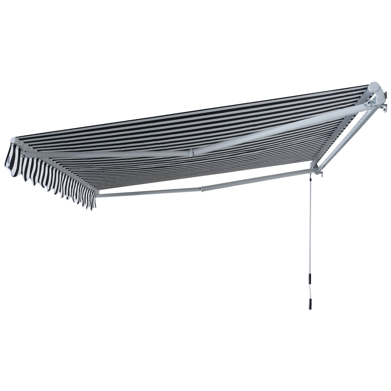 Awning Retractable Sunshade with Hand Crank 3.5 x 2.5 m Gray+White Aluminum Polyester