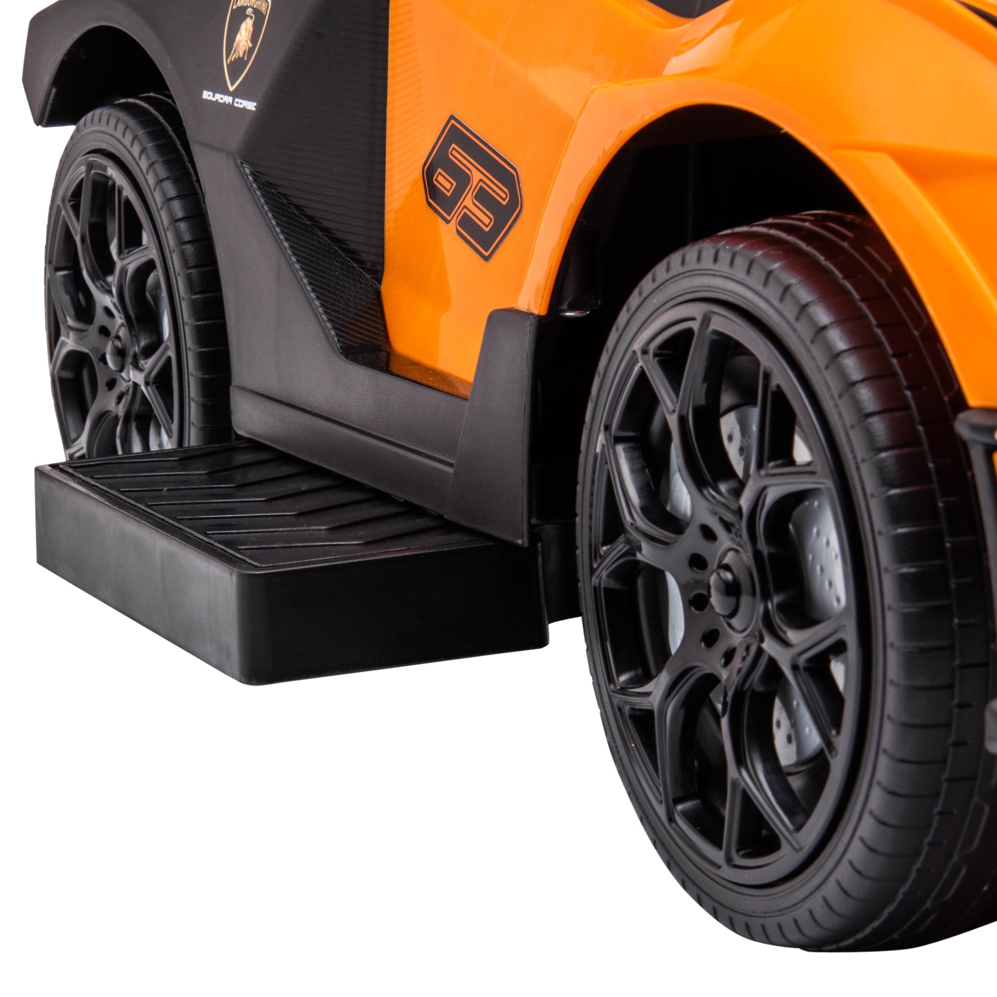 2-in-1 Lamborghini Essenza SCV12 Kids Ride-On Car 12-36 Months Push Car with Horn Removable Push Handle and Safety Rail 86.5x40x89.5 cm Orange and Black