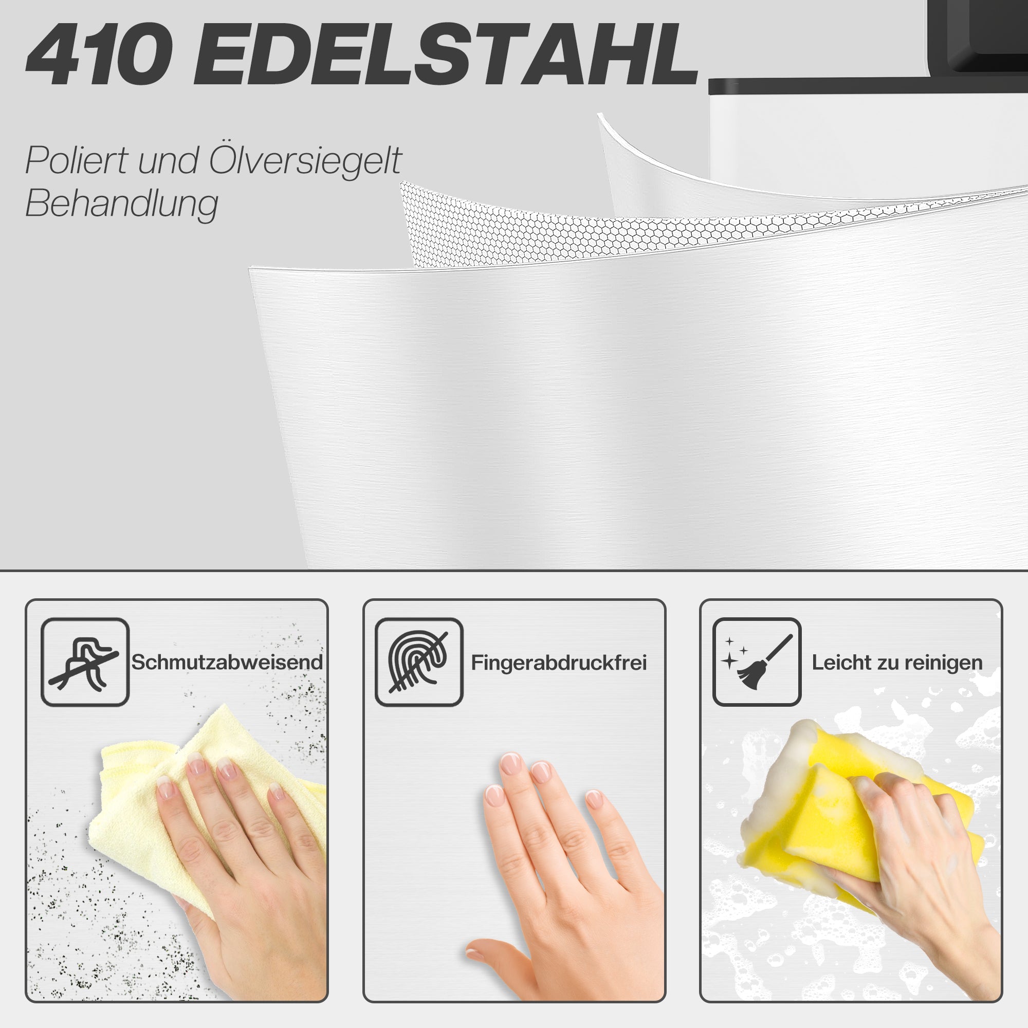 20 L (5.3 gal) Step Trash Can — Soft-Close Lid, Pedal & Removable Inner Bucket, Fingerprint-Resistant Stainless Steel, White