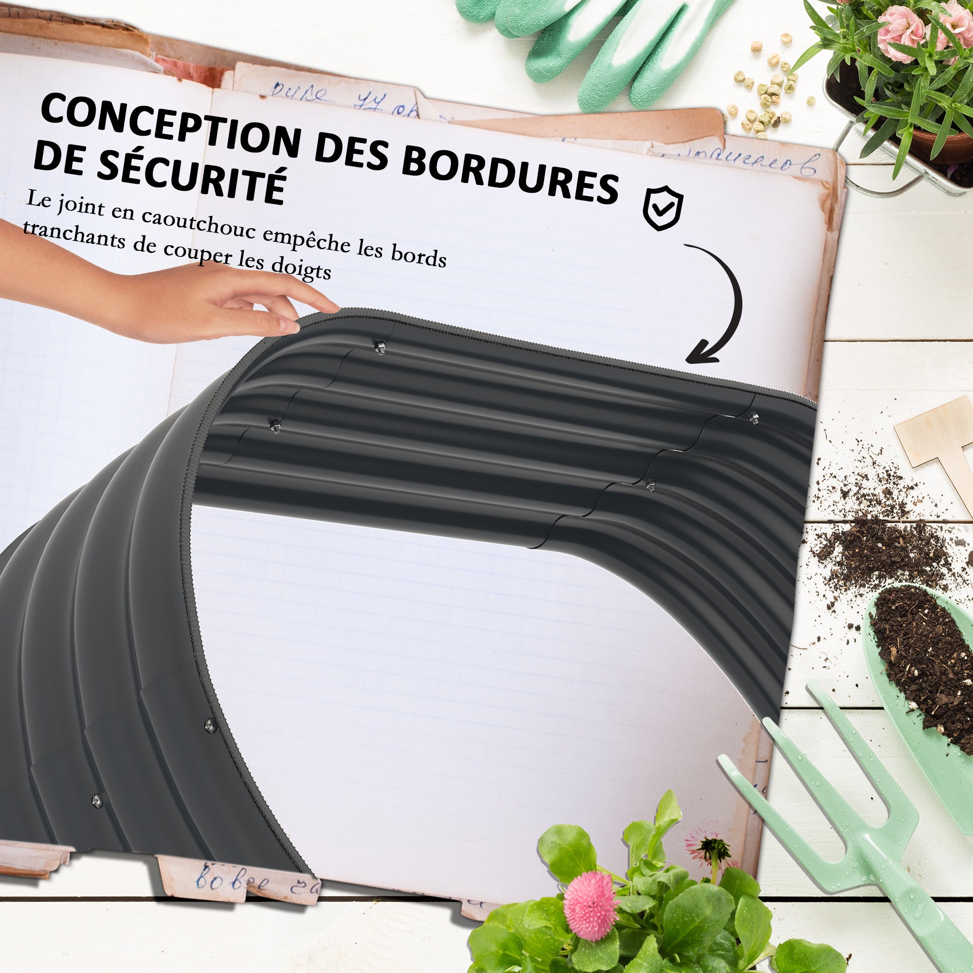 Square Raised Garden Bed Planter Steel Garden Planter Open Bottom 3 Tier for Herbs Vegetables Fruits Flowers 158 x 109 x 82 cm - Gray