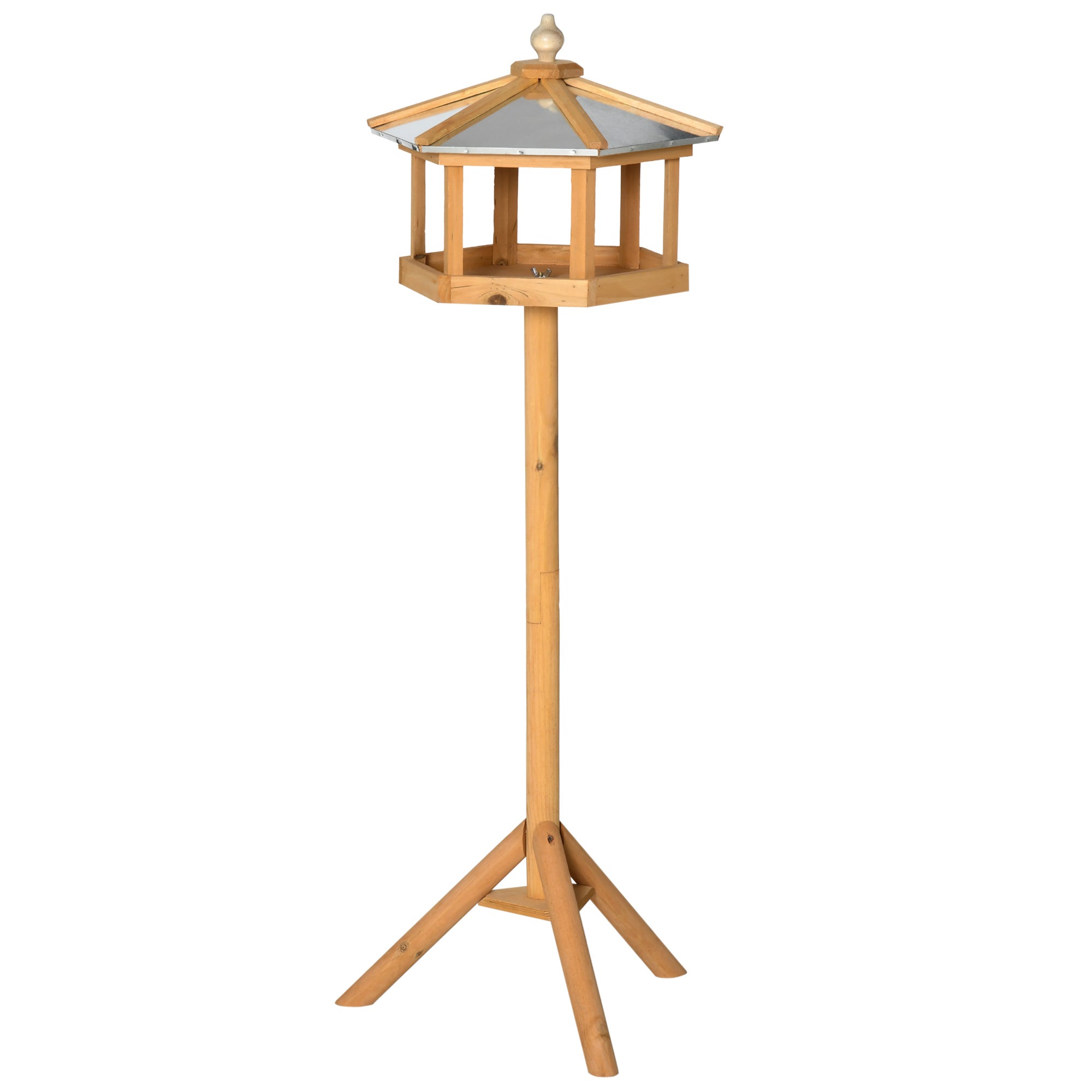 Birdhouse with Stand, Weatherproof Bird Feeder House with Weatherproof Zinc Roof, Wooden Bird Feeder for Wild Birds 40 x 40 x 113 cm Yellow