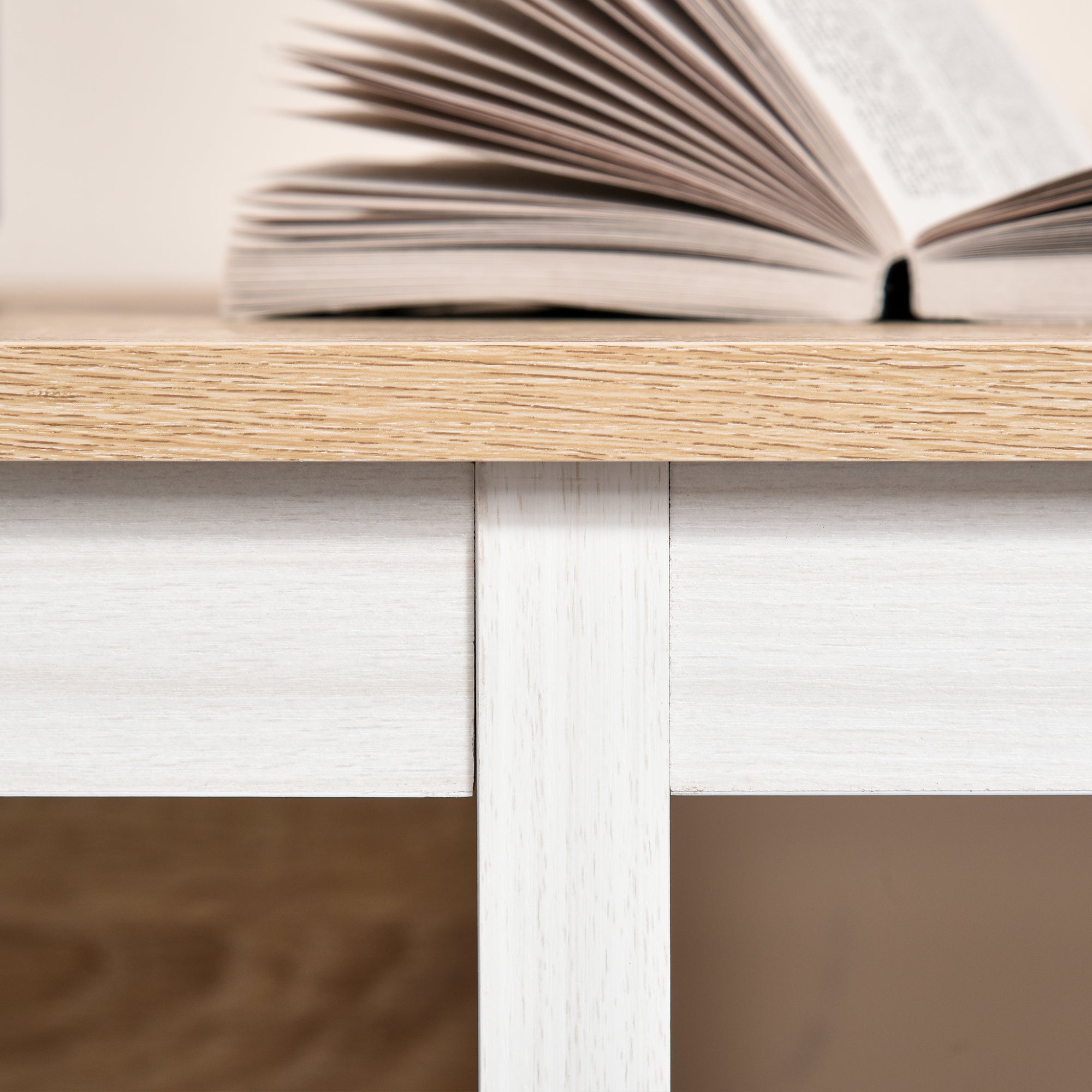 Multimedia Computer Desk dim. 110L x 48W x 76H cm 2 side shelves MDF E1 Light Oak White