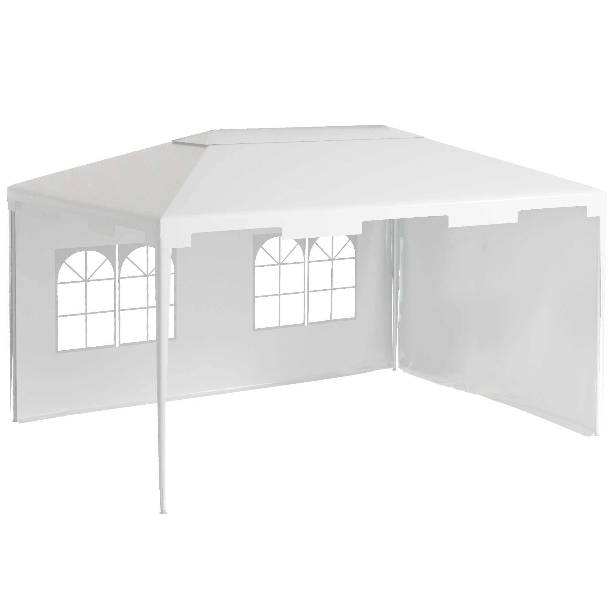 Garden Gazebo 4x3 m Detachable Outdoor Pergola with 2 Side Panels 2 Windows and Anti-UV Waterproof Steel Frame for Terrace Patio White