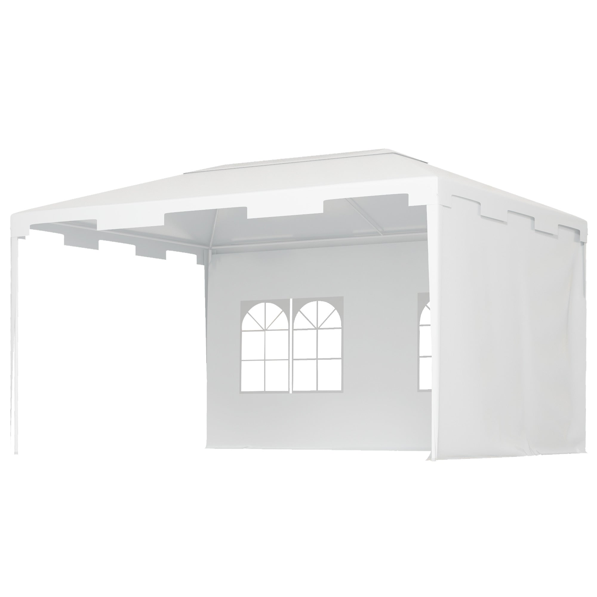 Garden Gazebo 4x3 m Detachable Outdoor Pergola with 2 Side Panels 2 Windows and Anti-UV Waterproof Steel Frame for Terrace Patio White