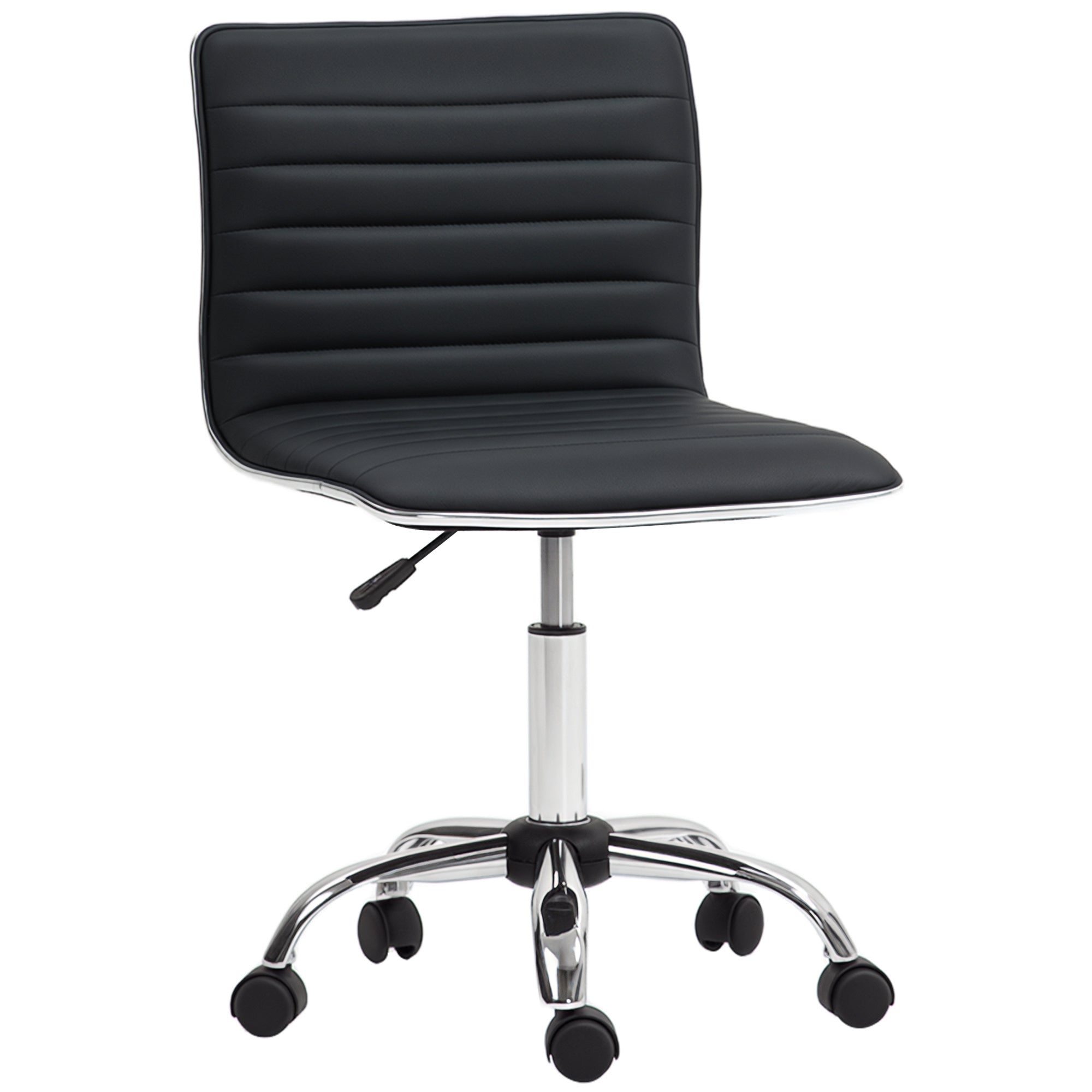 Home Office Chair Desk Chair in Faux Leather Height Adjustable Swivel Chair up to 120 kg Capacity, Vanity Chair for Study, Bedroom Black