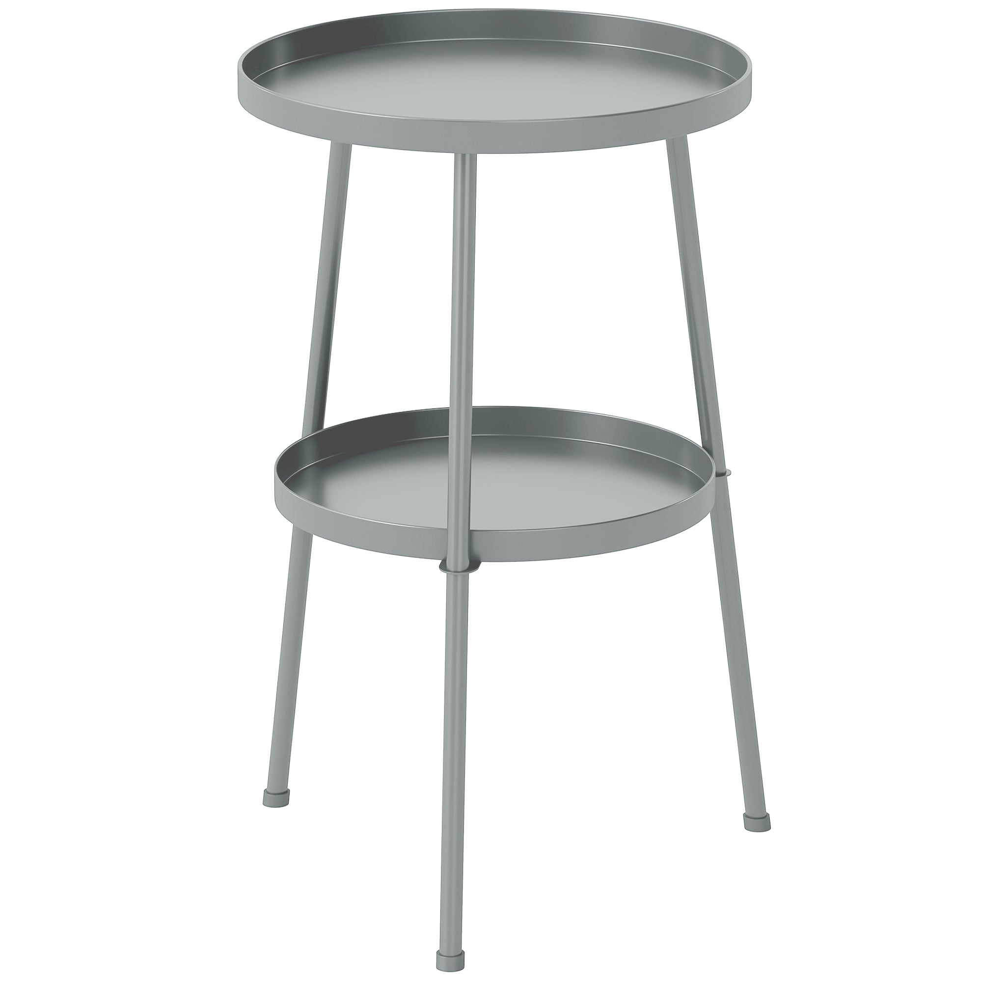 14.2" Round Outdoor Side Table — Metal Tripod Patio/Balcony Accent Table, Dark Gray