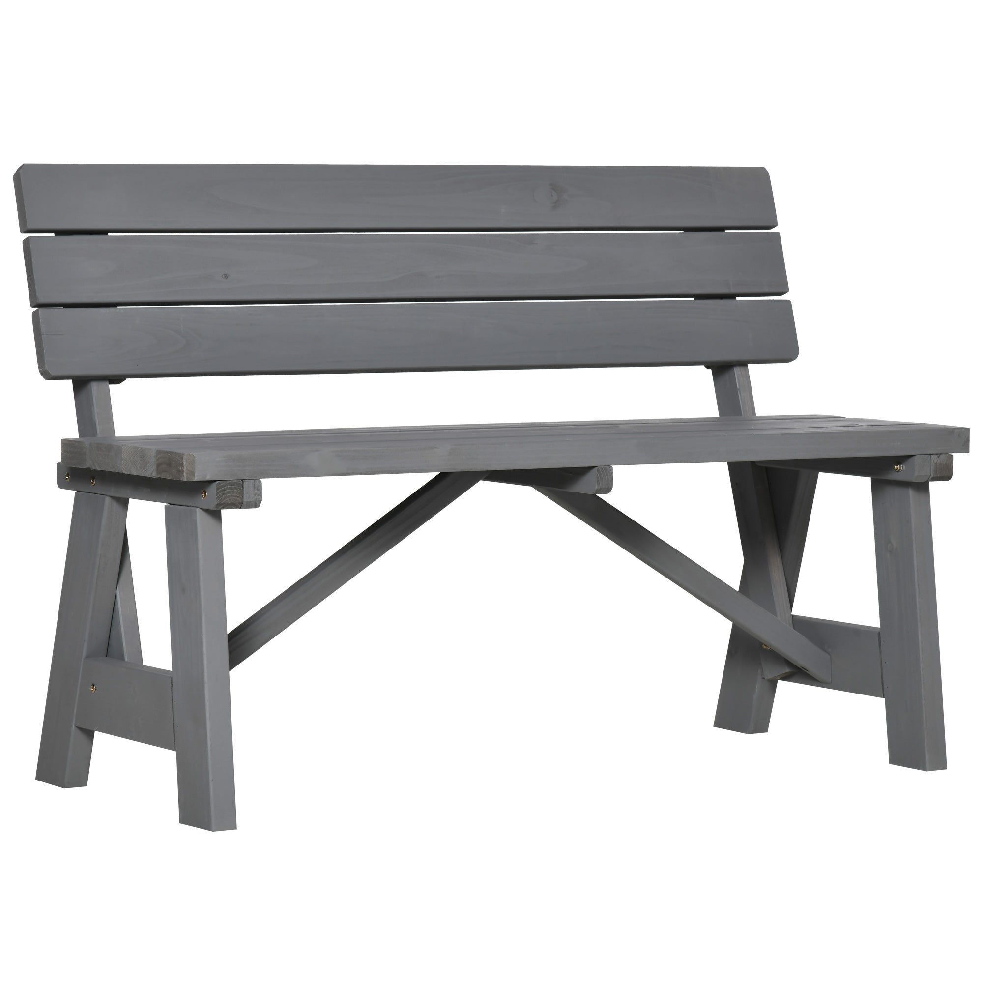 2-Seater Wooden Garden Bench, Weatherproof Bench, UV-Resistant Garden Furniture with Backrests, Park Bench 220kg Load Capacity, Balcony Bench, Wooden Bench for Balcony Terrace, Garden, 116 x 56 x 80 cm, Gray