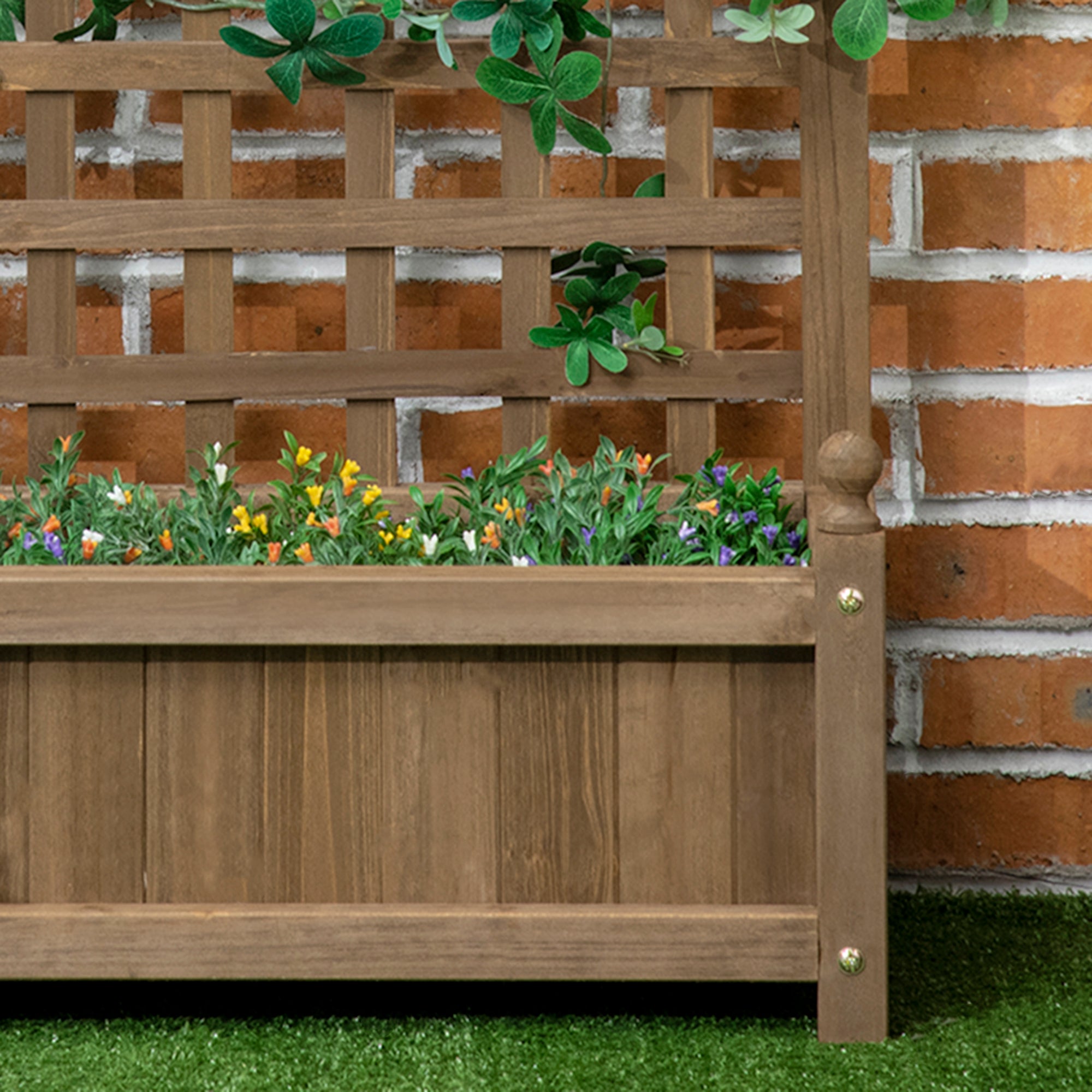 Planter with Trellis - Flower Box - Raised Planter - dim. 64L x 28W x 75H cm Includes Irrigation Inserts Treated Fir Wood