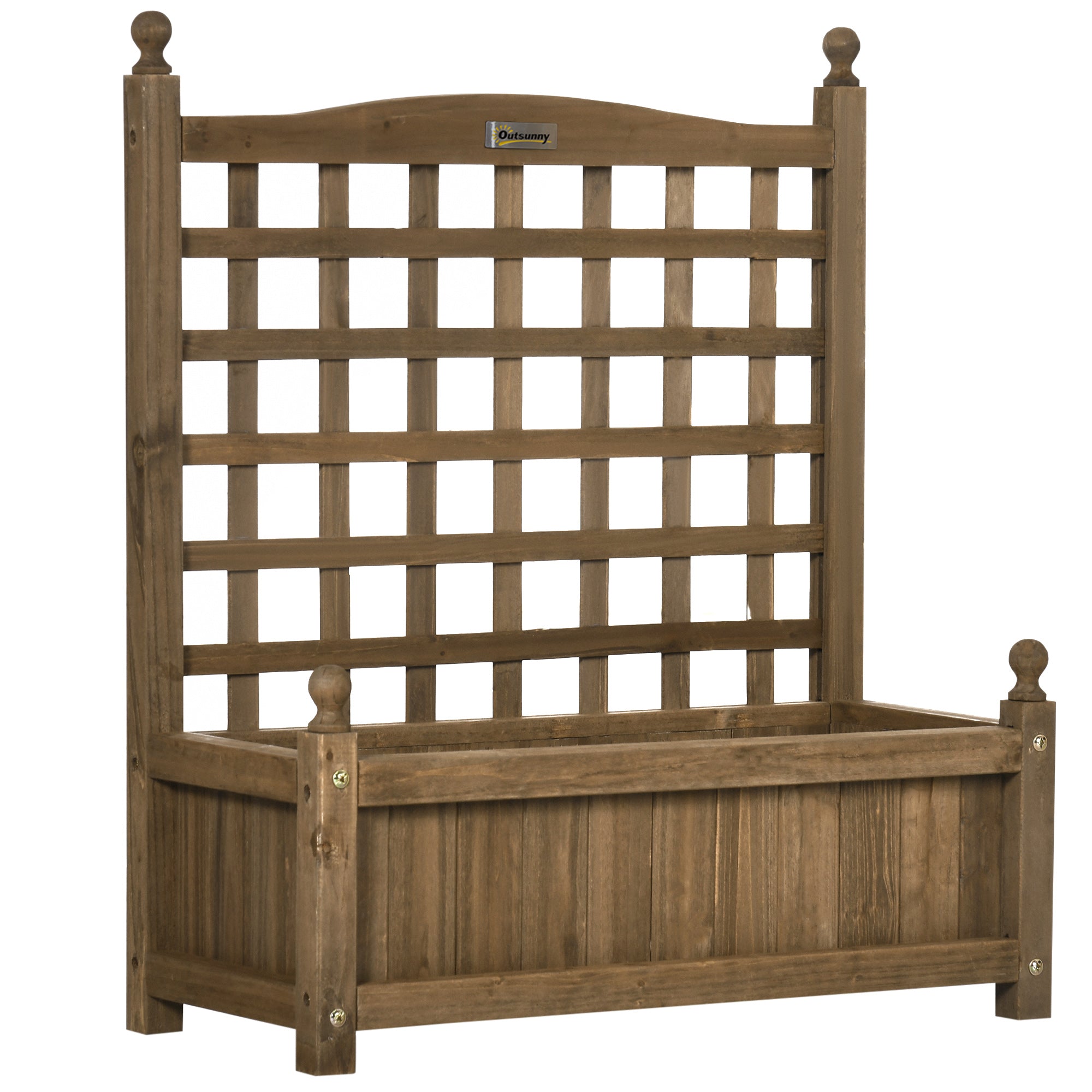 Planter with Trellis - Flower Box - Raised Planter - dim. 64L x 28W x 75H cm Includes Irrigation Inserts Treated Fir Wood