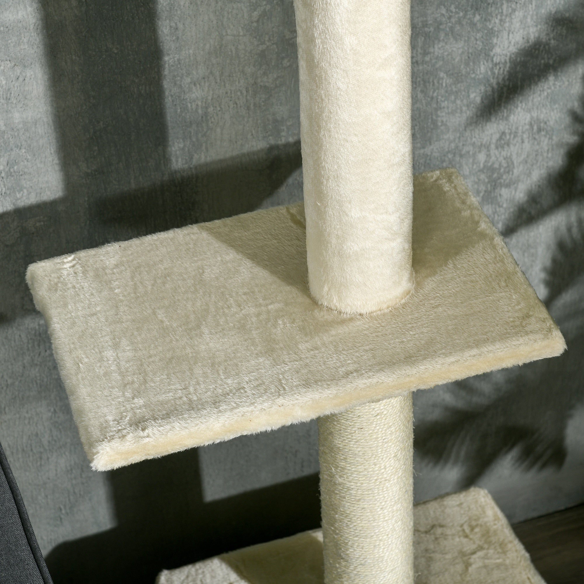Adjustable Height Cat Tree from 230 to 260 cm Play Tower for Cats Scratching Post 4 Levels Activity with Plush Beige Niche