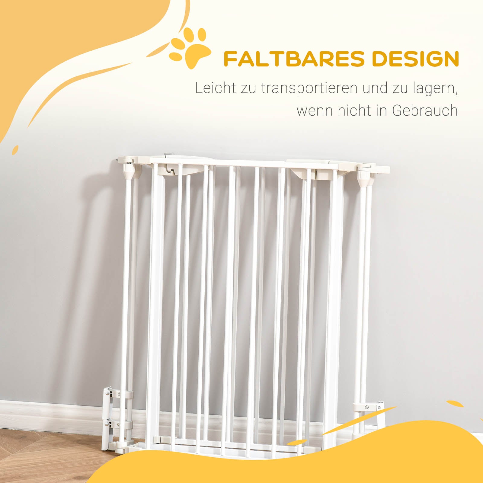 Dog Barrier Gate Protection Gate Dog Gate Door Protection Gate 3 Elements incl. Safety Door, Wall-Mounted Positioning for Fireplace & Oven, Metal White 180 x 3 x 74.5 cm