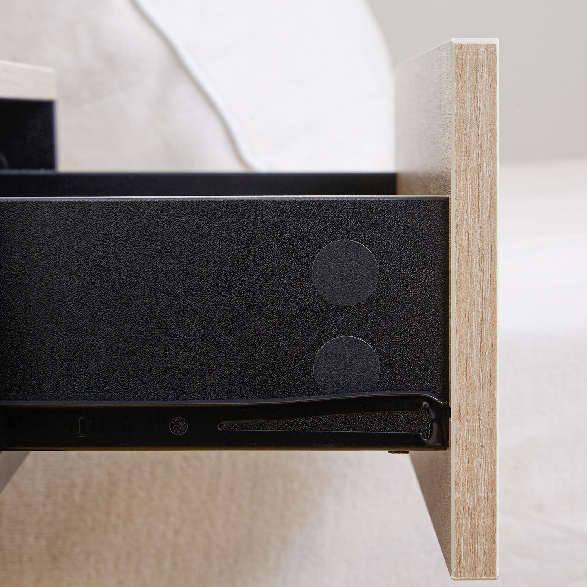 Set of 2 Floating Bedside Tables Hanging Bedside Tables with 1 Drawer and Open Shelf for Bedroom 46x30x30 cm Oak and Black