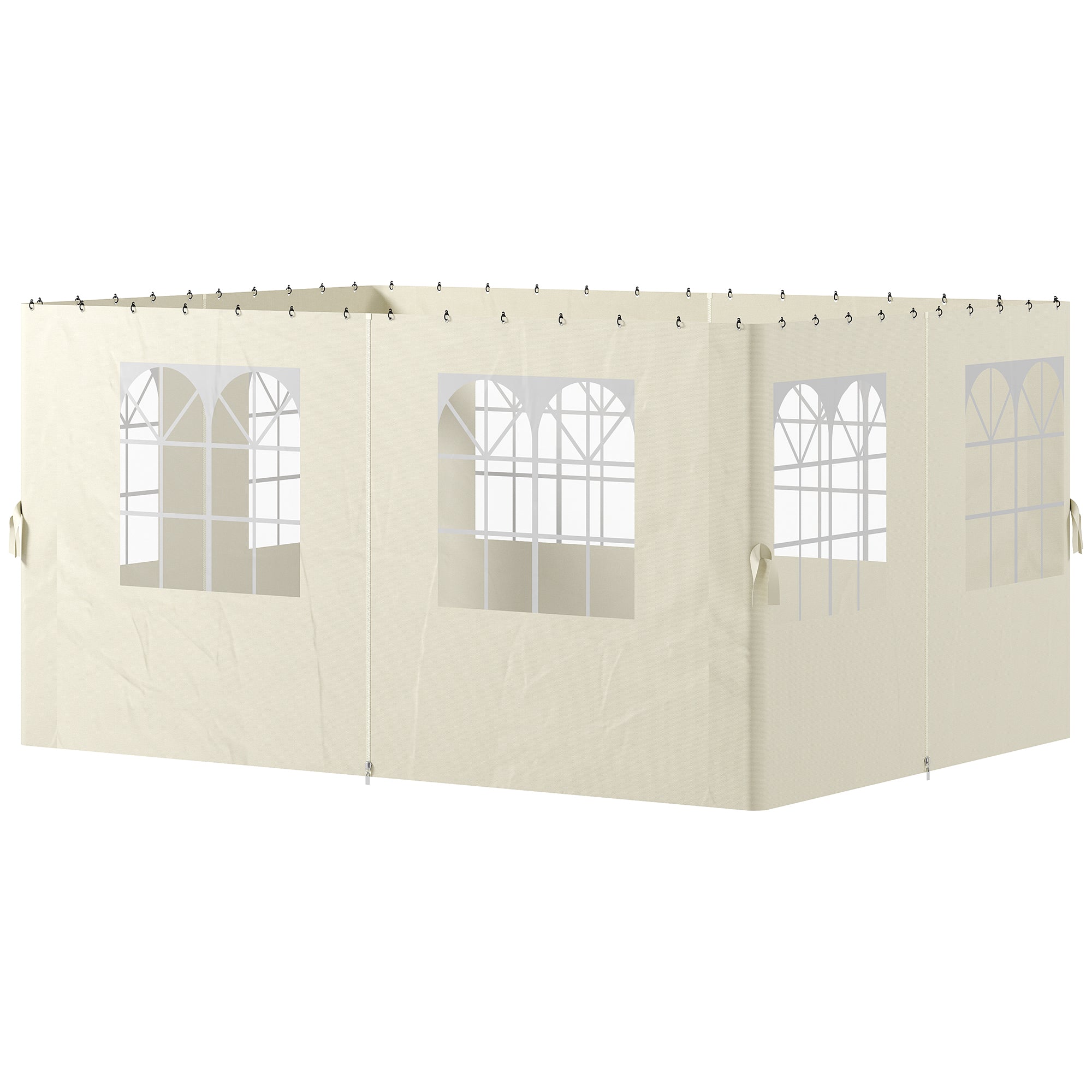 4 Side Walls for Gazebo 3x4 m Canopy Sides with Hooks 8 Windows UV Protection Replacement Side for Outdoor Garden Party Cream