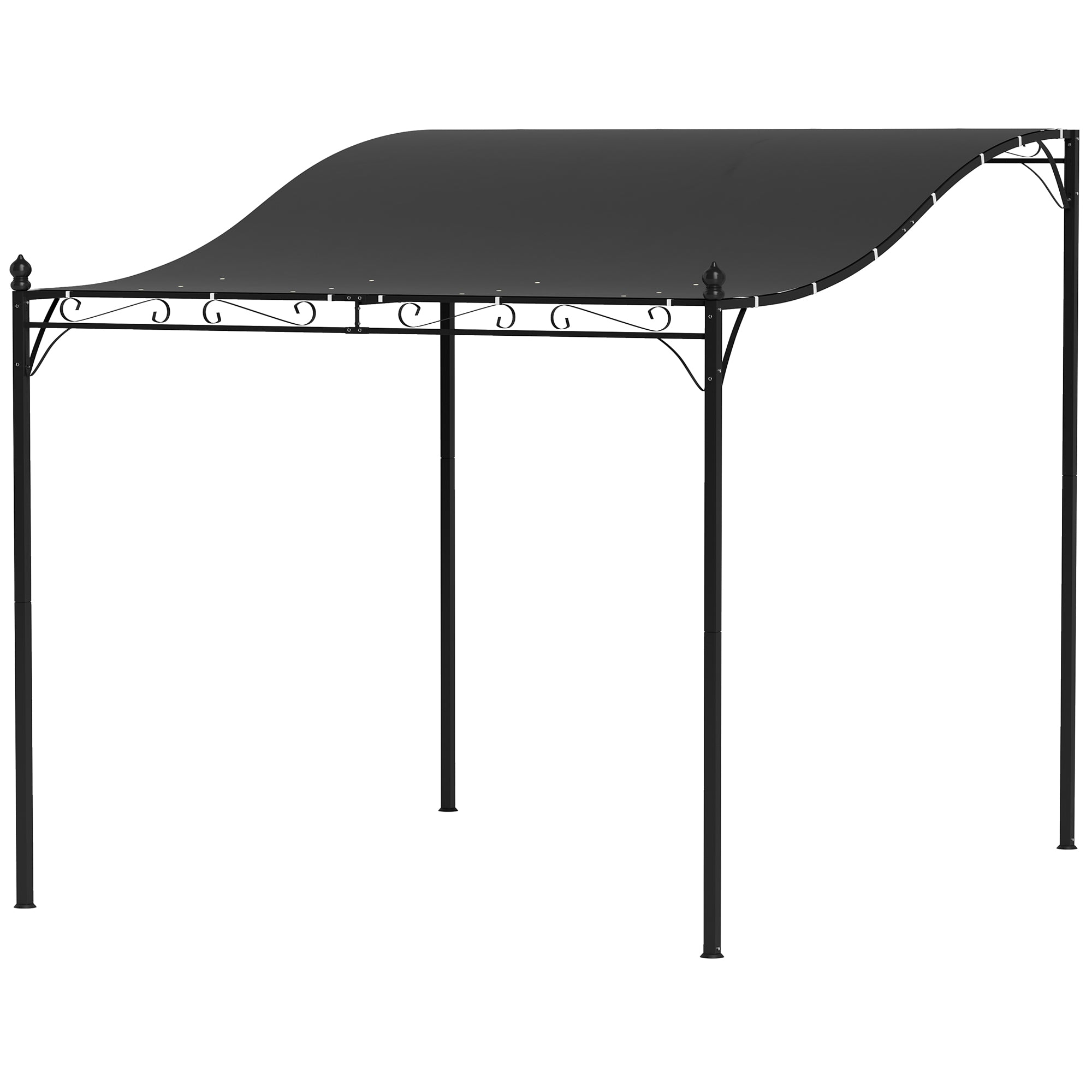 Lean-To Pergola with Roof, Water-Resistant Pergola Canopy, Freestanding Garden Pergola Terrace Pergola Canopy Sunshade for Patio Garden approx. 2.5x3x2.5 m Dark Grey