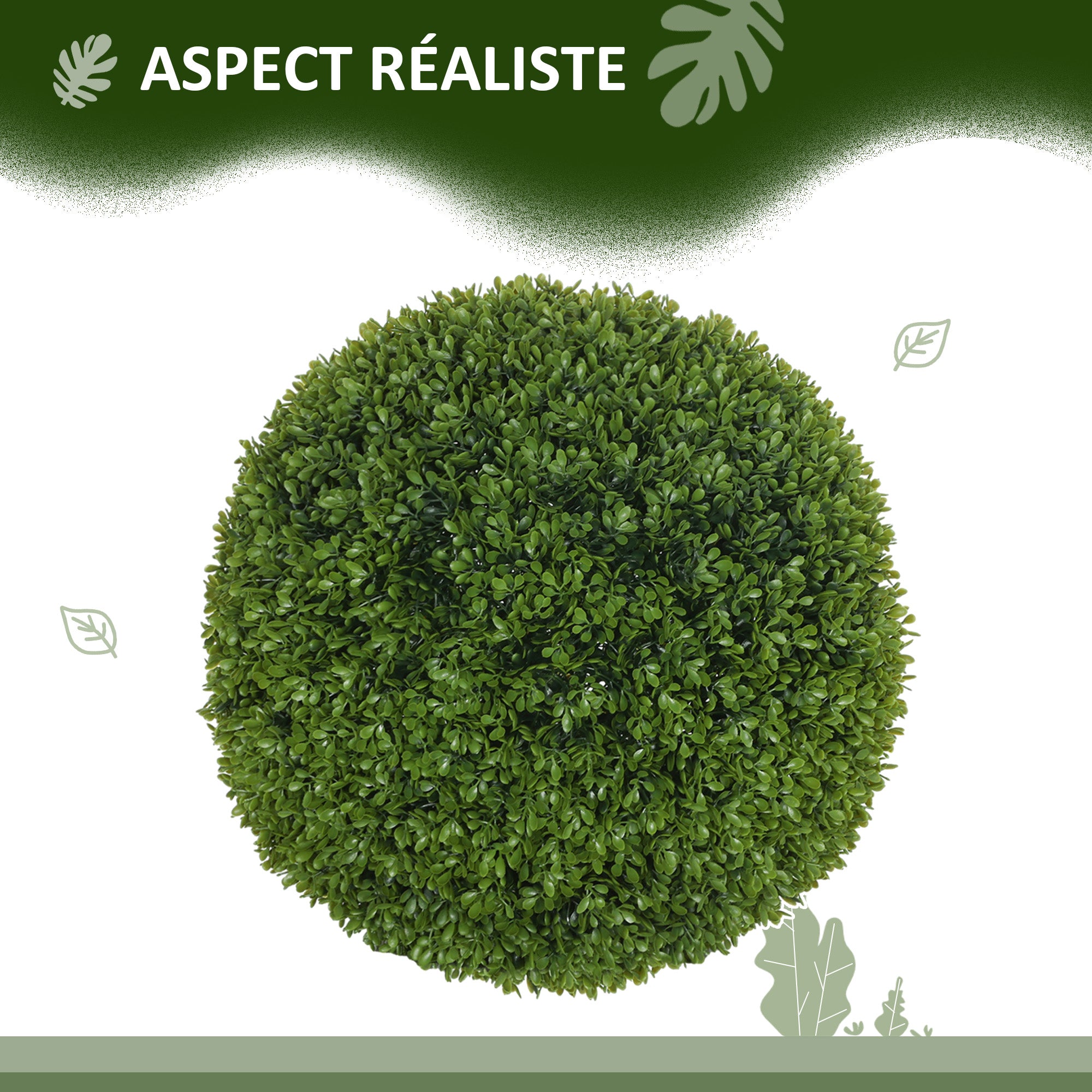 Set of 2 artificial boxwood balls 40 cm, UV protection, decoration for home, garden, wedding party, home decoration, dark green
