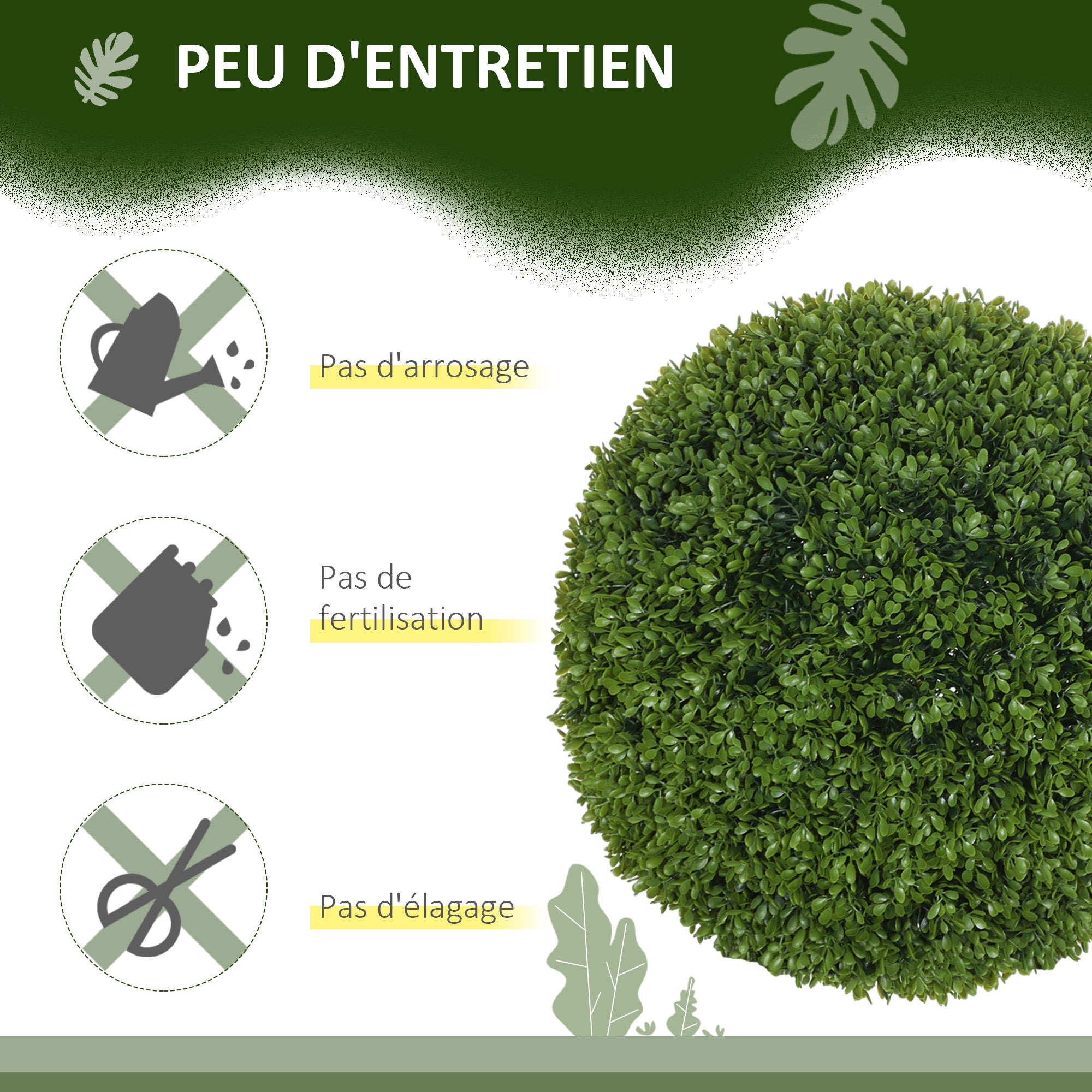 Set of 2 artificial boxwood balls 40 cm, UV protection, decoration for home, garden, wedding party, home decoration, dark green