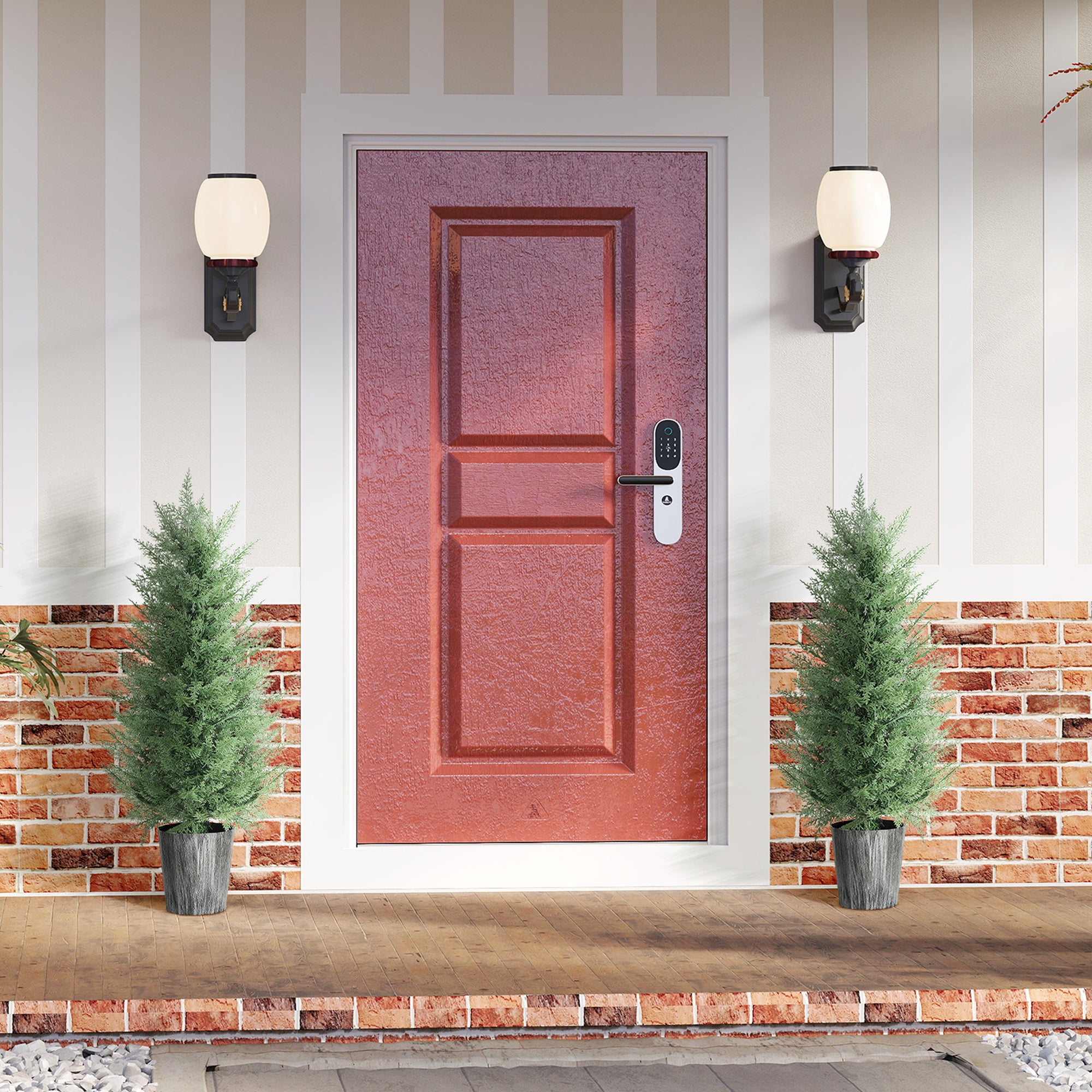 Set of 2 Large 35.4 in Artificial Cypress Trees in Pots – Lifelike Plastic Faux Plants for Living Room, Bedroom, Office, Patio • Modern Décor • Gift