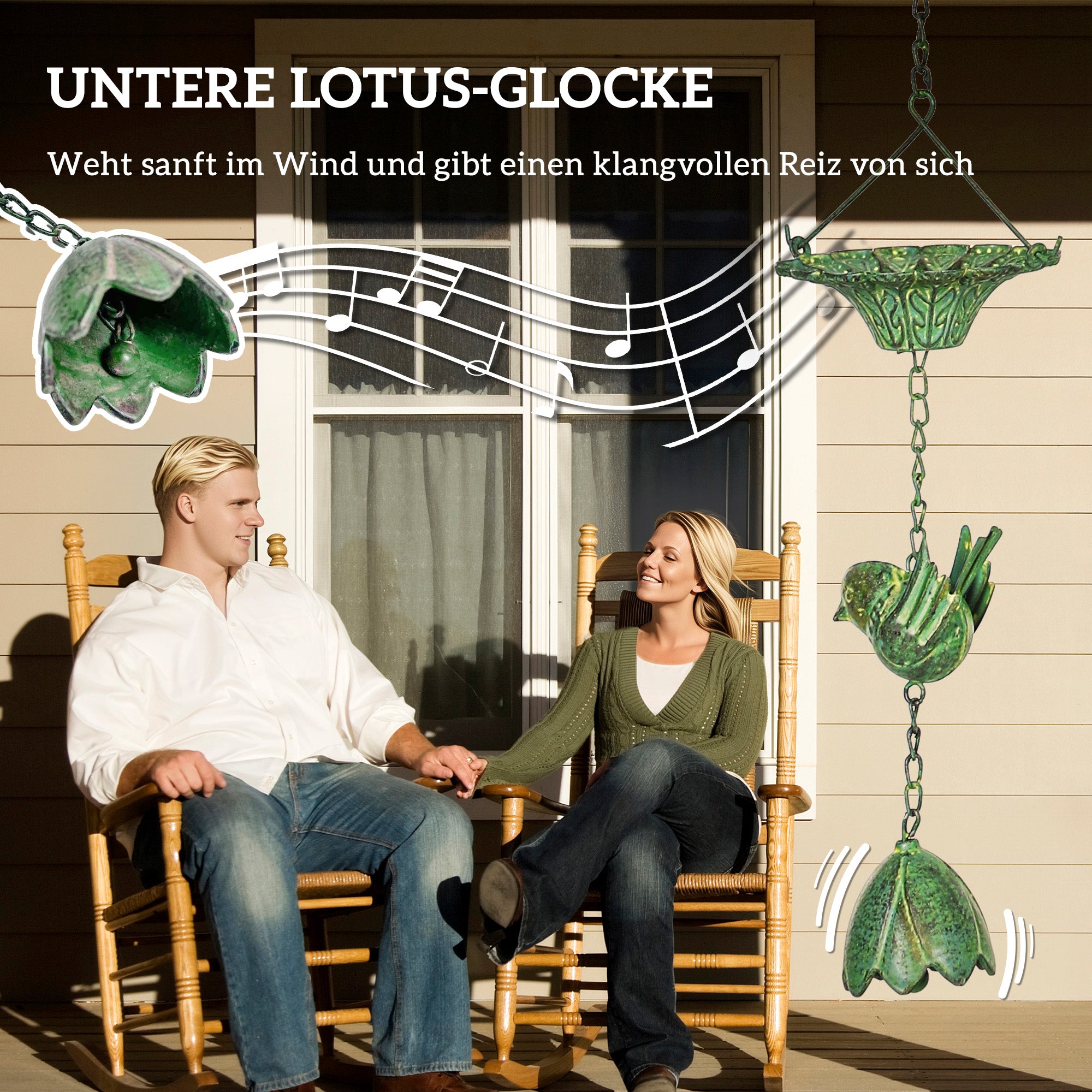 3-Piece Set Rain Chain 123cm Metal Rain Drainage Chain with Attached Hook Birds Bell Gutter Chain Rainwater Chain Rain Catcher Chain for Gutters Rain Collector Rain Chains