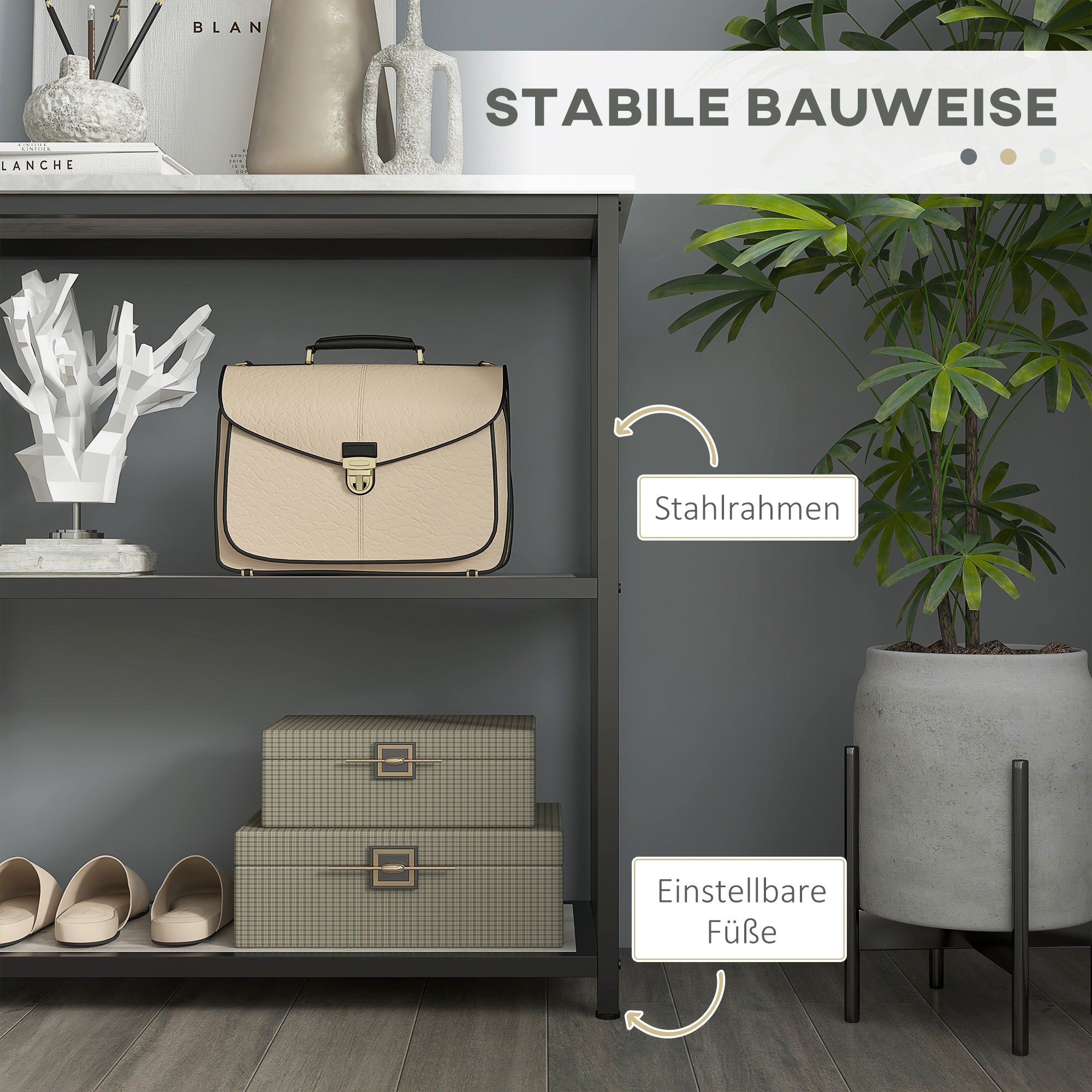 Console Table, Entryway Table with 3 Shelves, 100 x 30 x 80 cm, Side Table, Small Display Table for Small Space, Entryway, Hallway, Living Room, Bedroom, White