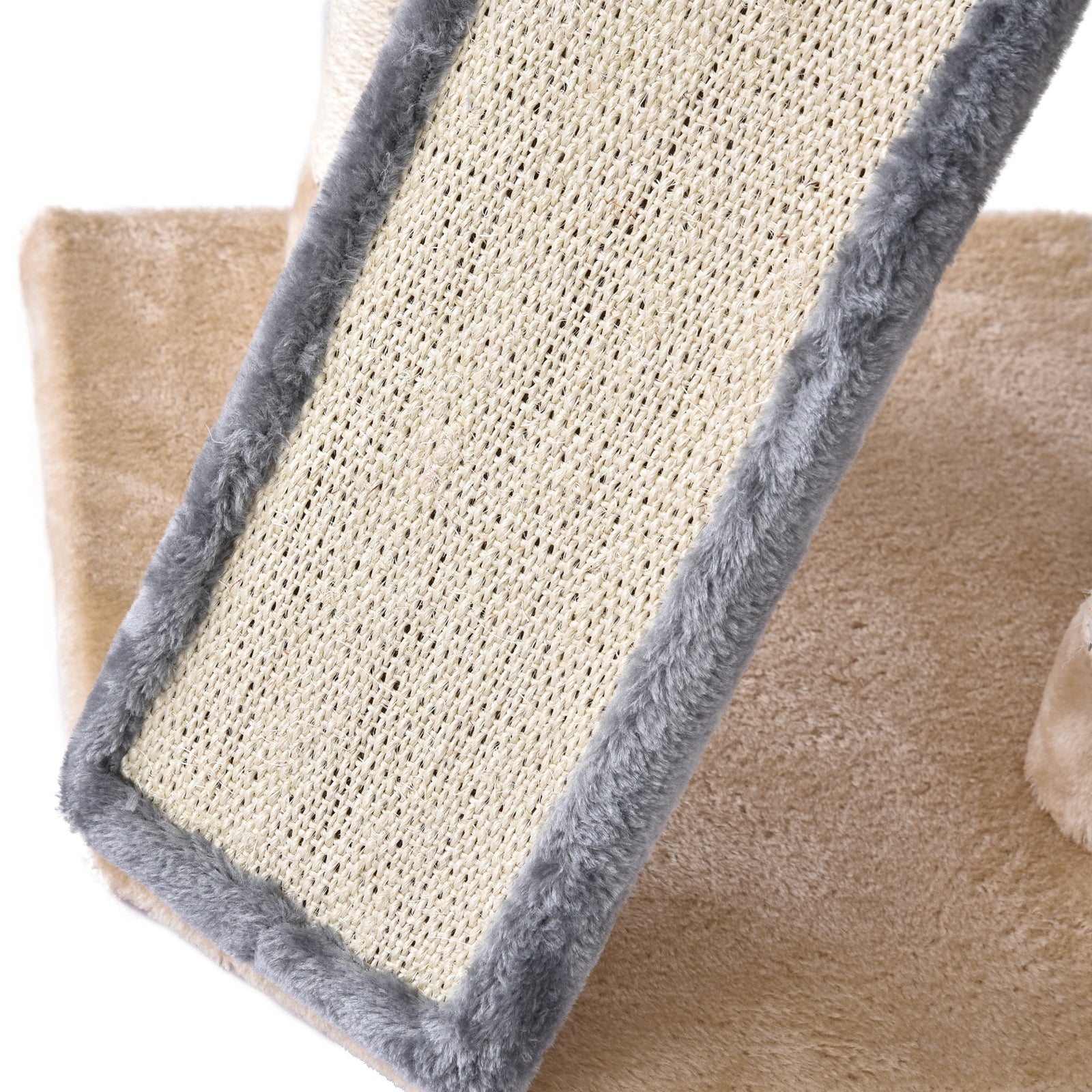 Cat Scratching Tree 40x40x98 cm with Cave Hanging Toy Ramp Scratcher and Sisal Rope Posts Gray and Beige