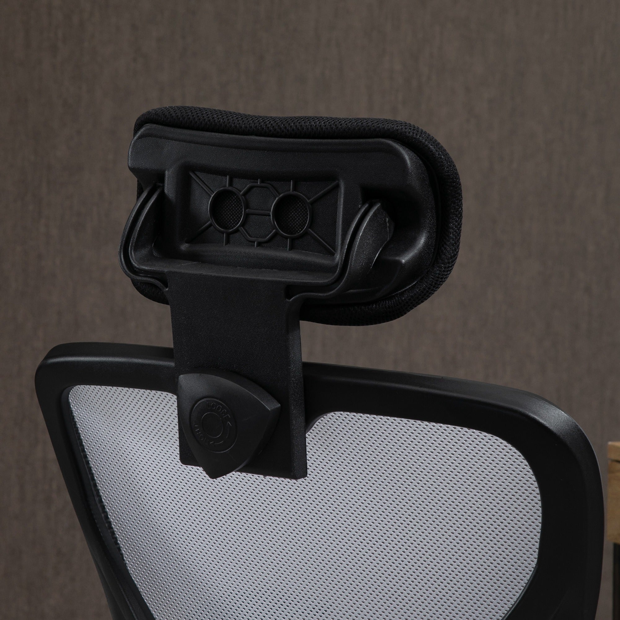 Mesh Office Chair with Adjustable Height Reclining Function Adjustable Headrest and Lumbar Support 62x67x108-118 cm White